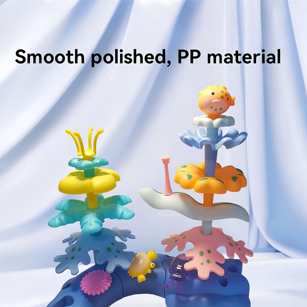PSDVAYI Ocean Underwater World Coral Toy, Ocean Blocks, Coral Garden Building, Kids Birthday Gift, STEM Toy for Toddler Activities Ages 3 4 5 6(76PCS)
