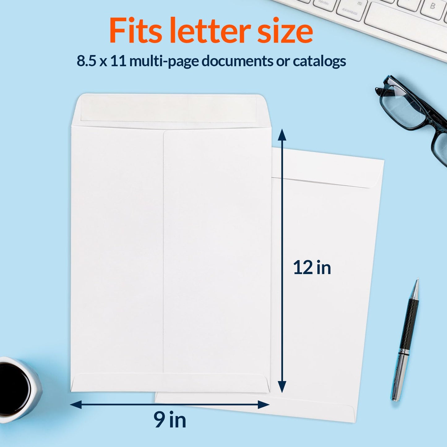 SUNEE 9 x 12 Catalog Envelopes Self Seal, Security Mailing Envelopes, 28lb White Paper, Ultra Strong Quick-Seal for Documents, Office & Business Use, 250 Pack