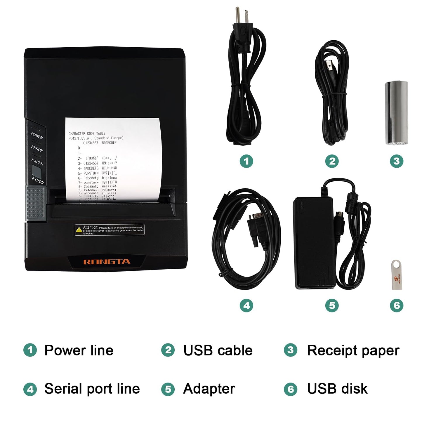 Rongta POS Receipt Printer, 80mm Thermal Printer with USB/Serial/Ethernet and Auto Cutter for Kitchen and Retail Use, Cash Drawer Support for Windows/Mac/Linux (RP327)
