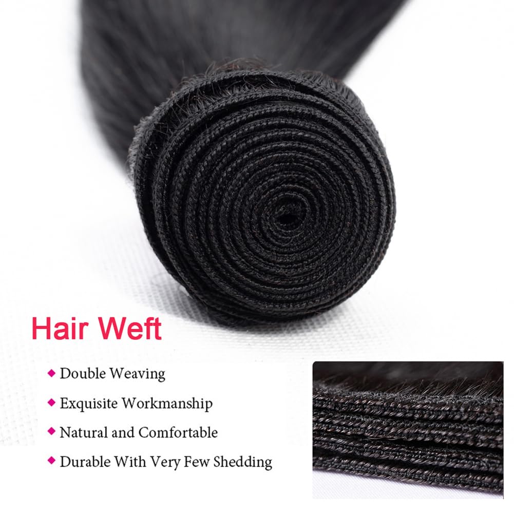 Great Grace Brazilian Straight Bundles Human Hair 20 22 24 Inch 12A 100% Unprocessed Virgin Human Hair Weave 3 Bundles Deals Natural Black Color (Natural Balck 3 Bundles, 20 22 24)