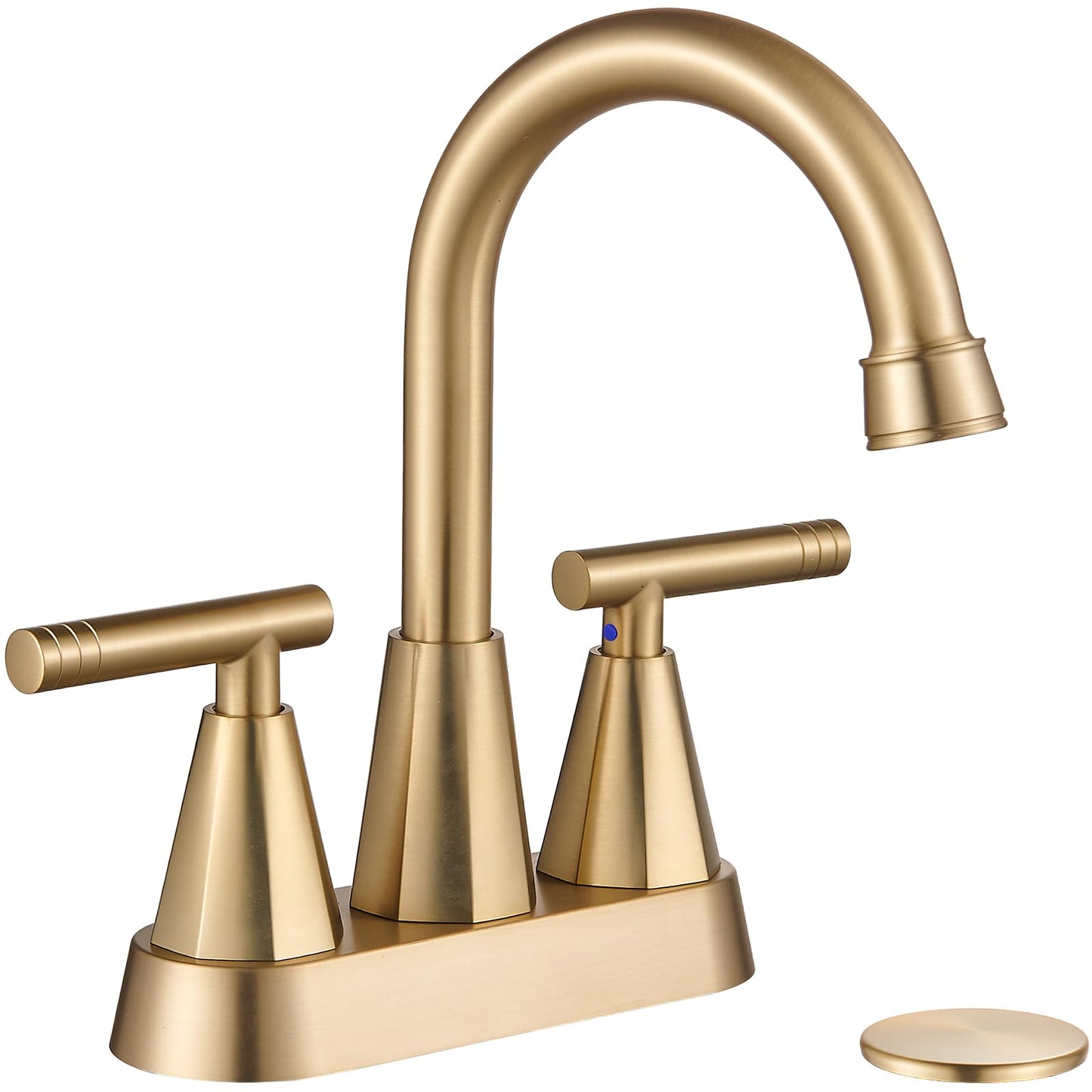 Cobbe Brushed Gold Bathroom Faucets, 4-Inch Bathroom Sink Faucet, 2 Handle Sink Faucet with Pop Up Drain and Water Supply Lines, Gold