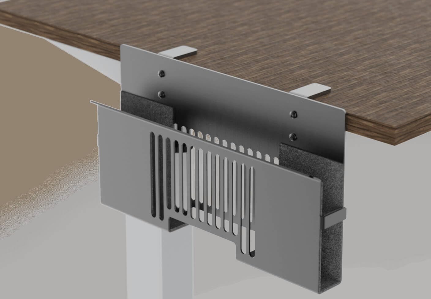 HAVYO Vertical Side-Mount Laptop Holder Bracket for Desk Storage -fits: Dell/Acer/ASUS/XPS/MacBook/Surface/Lenovo/HP/Gaming Laptops (up to 16 inches) (Perforated Steel, Alloy Steel)