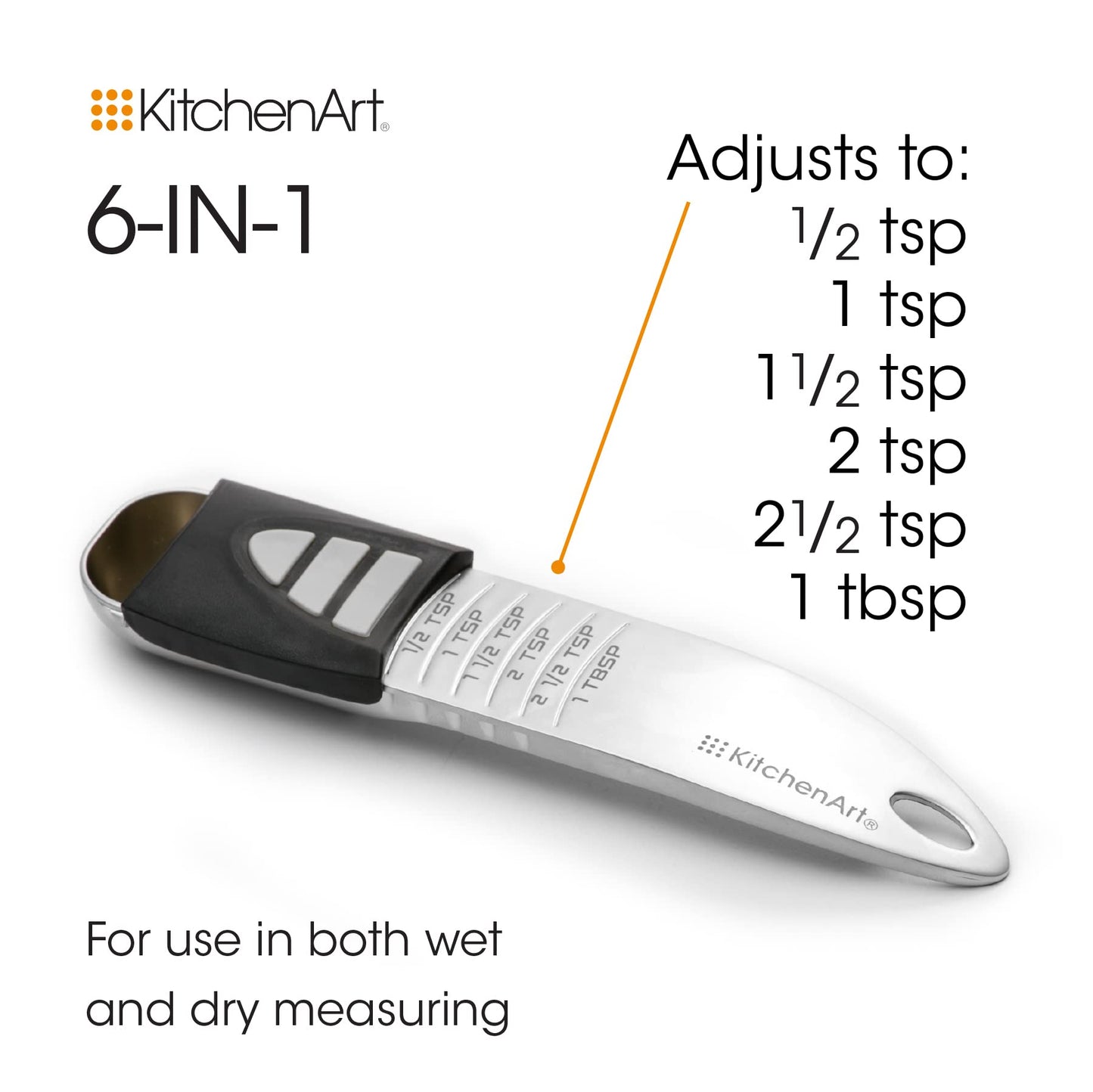 KitchenArt Pro Adjustable Measuring Set, Includes Adjustable Tablespoon, Teaspoon, and 2 Cup Measuring Cup