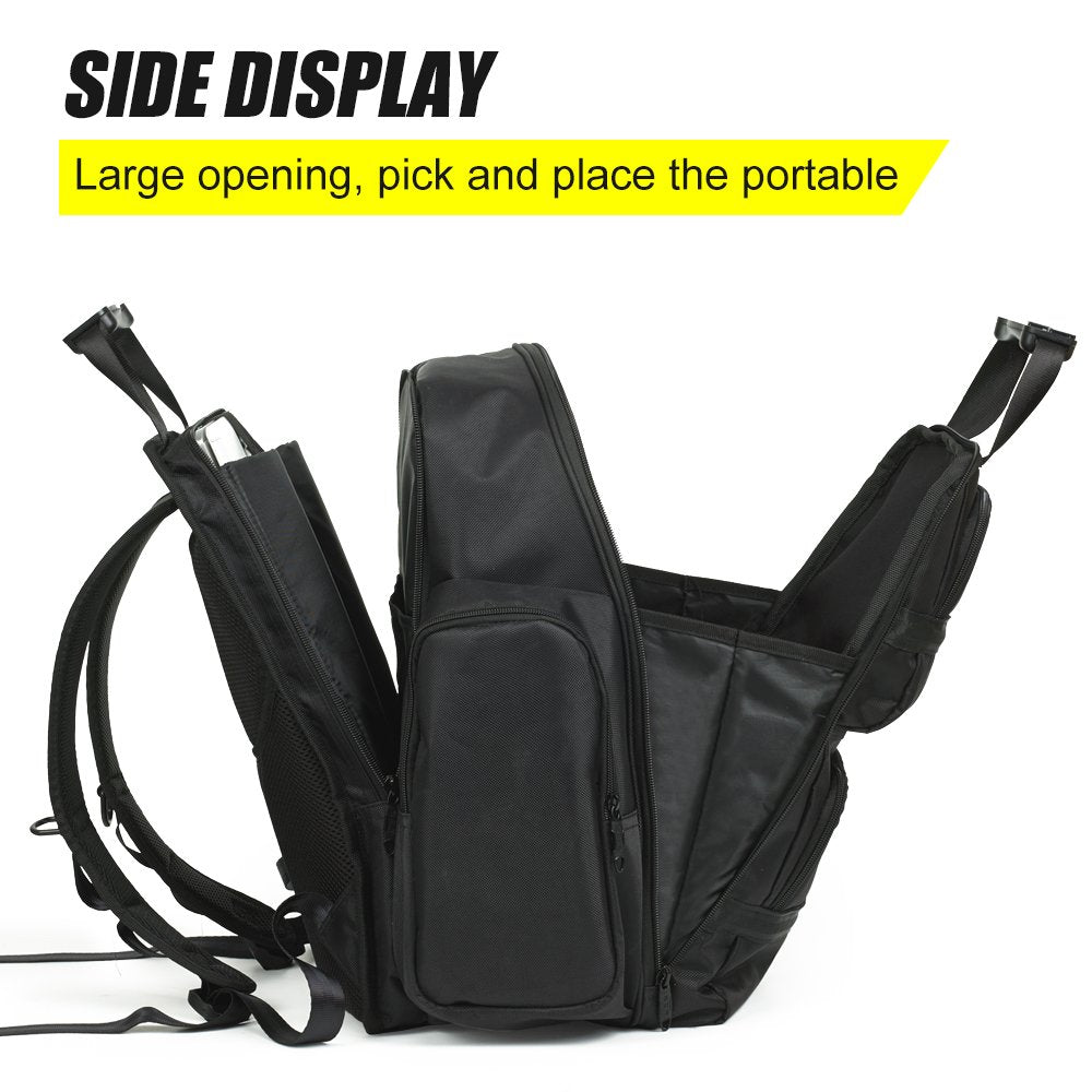 FASITE Tool Backpack bag, Heavy Duty Tool Organizer for Electrician/Contractor/Plumber/HVAC, Large Front Flap & Laptop Compartment (Fits 15" Laptop), Professional Storage for Men & Women, Black