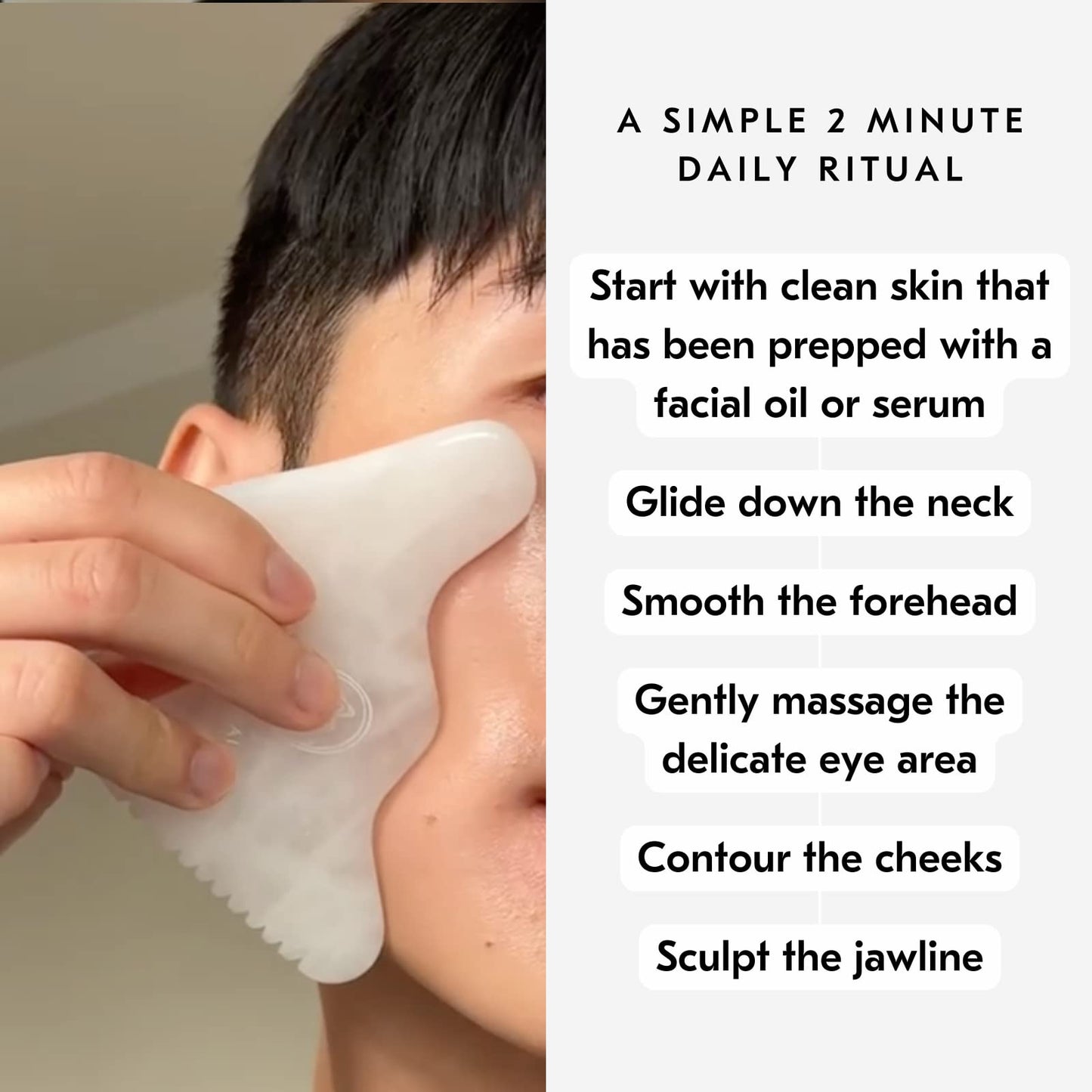 Mount Lai Vitality Qi White Jade Gua Sha Face Sculpting Tools for Women, Self Care Facial Massage Guasha Tool for Face and Body to Help Relieve Muscle Tension and Reduce Puffiness
