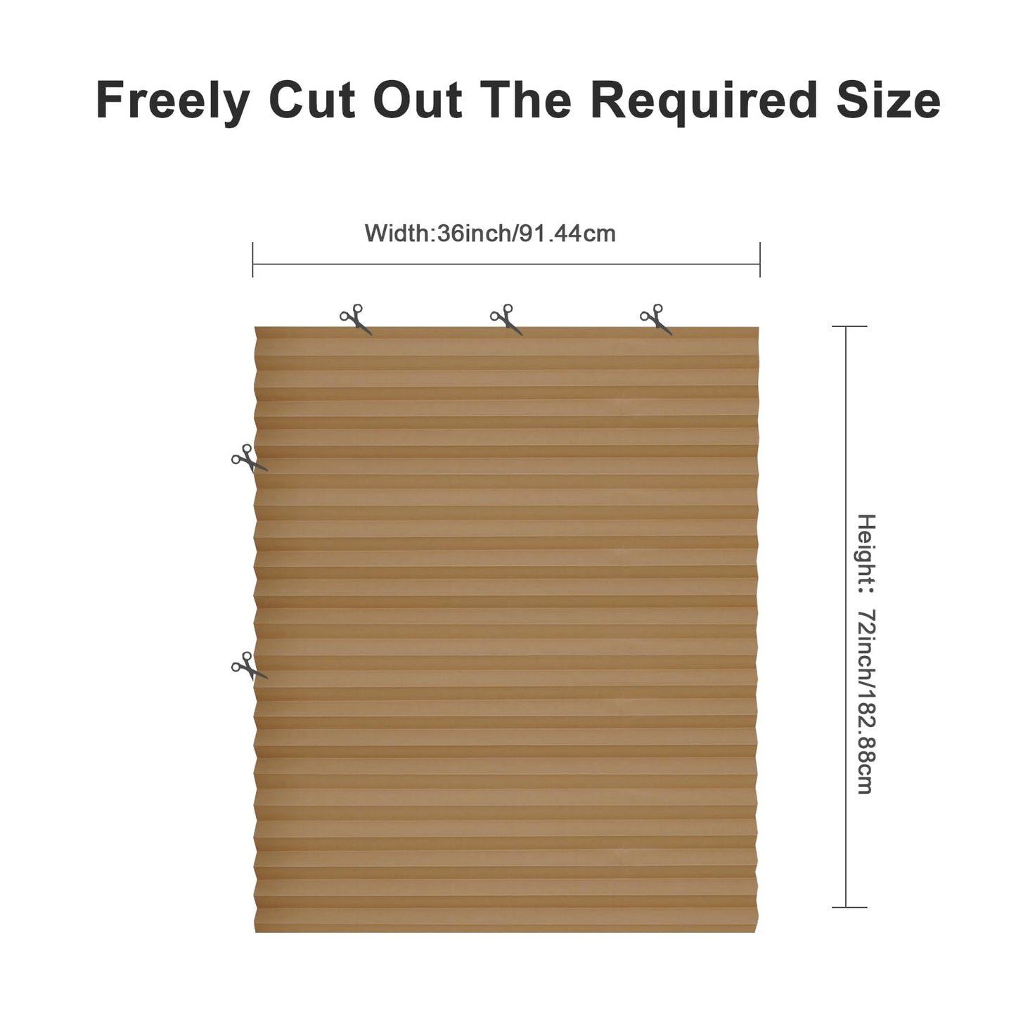 MYshade 6 Pack Temporary Blackout Paper Shades for Windows,Paper Pleated Blinds with Adhesive,No Tools No Drilling Free Cut Size Temporary Room Darkening Shades(Brown, 36" W x 72" H)