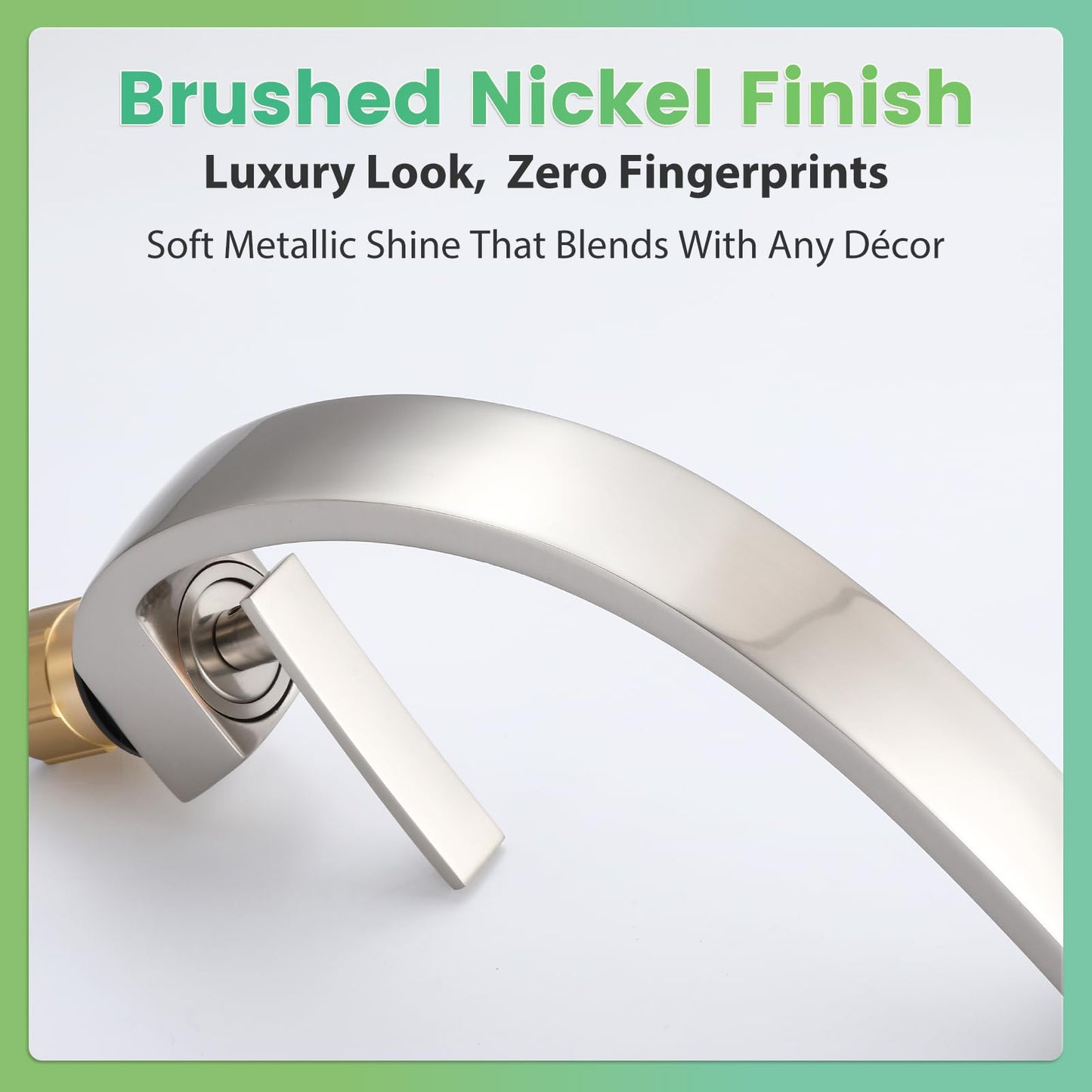 Geobella Bathroom Sink Faucet Modern Single Hole 1-Handle Faucet, Brushed Nickel Solid Brass Faucets, Mount Curved Lavatory Faucets Mixer Tap