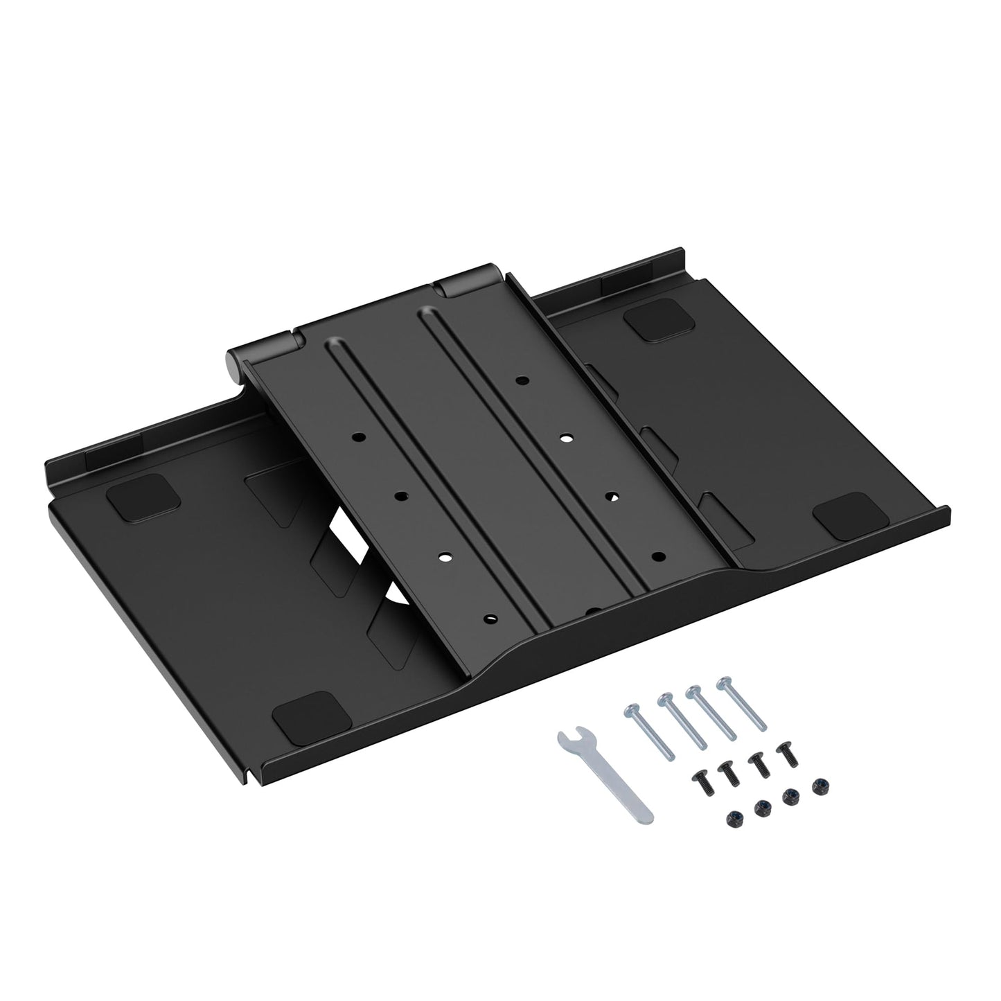 AVLT Adjustable Laptop Tray with Support for 120mm Fans Compatible with VESA 75x75 Monitor Arm - Suitable for Laptops Up to 17Inch - Weighs 4.41lbs, Black (Fan Not Included)