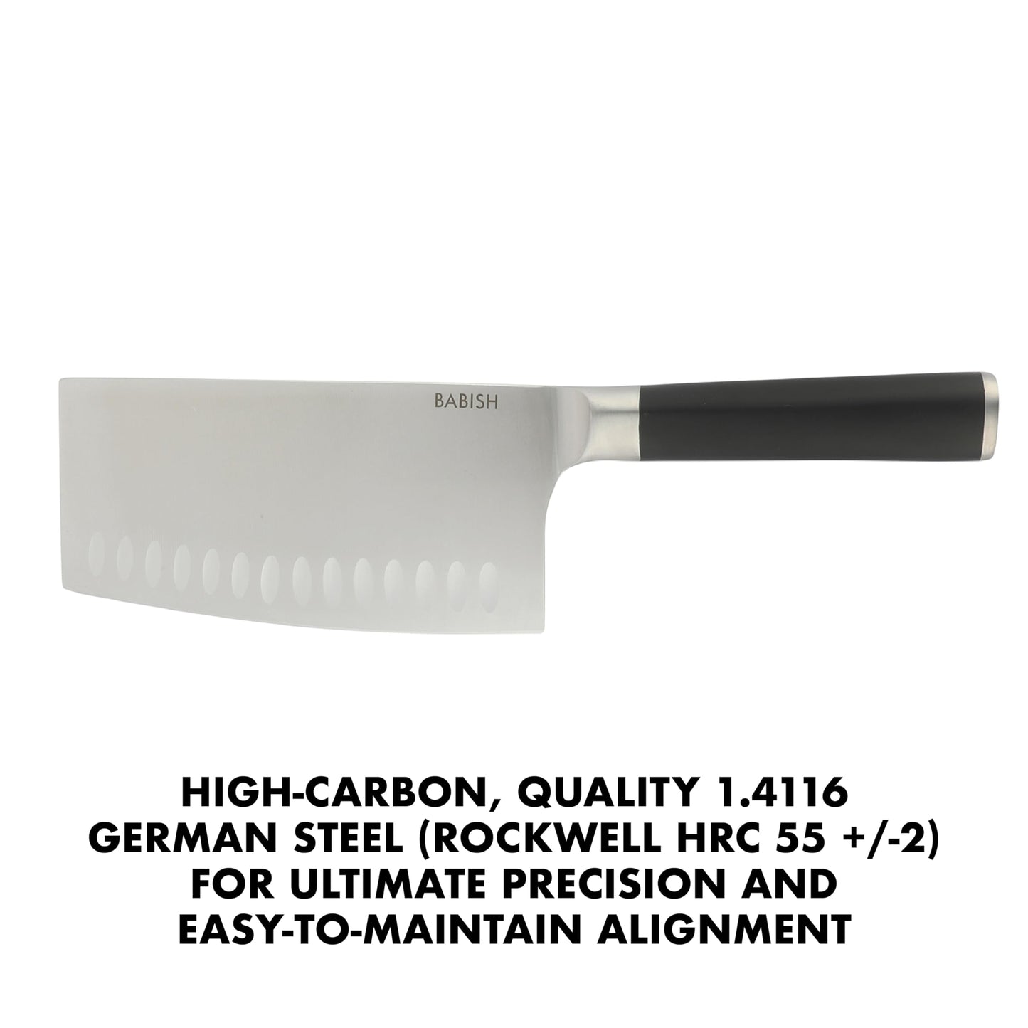 Babish 6.5-Inch Forged Cleaver Knife – High-Carbon 1.4116 German Steel Full Tang Kitchen Knife for Heavy-Duty Chopping and Slicing