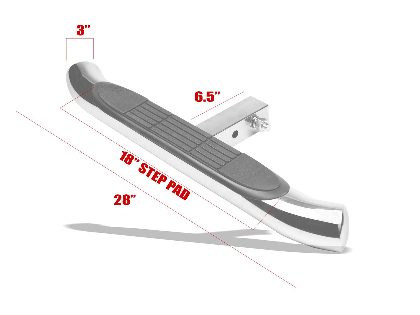Armordillo 3" Round Tubing Stainless Steel Hitch Step for Class 4 Trailer Hitch - Polished |2" Hitch Receiver Step Chrome/Polished Finished|8718681