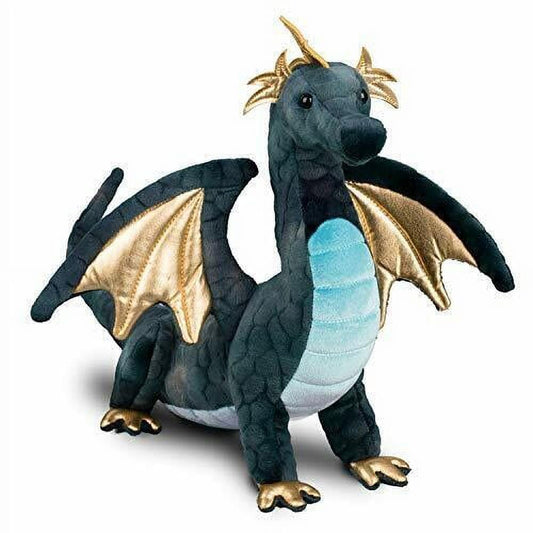 Douglas Aragon Dragon Plush Stuffed Animal – Realistic Navy Mythical Creature Toy for Kids, Fantasy Lovers & Collectors, 16" Long (40.5 cm)