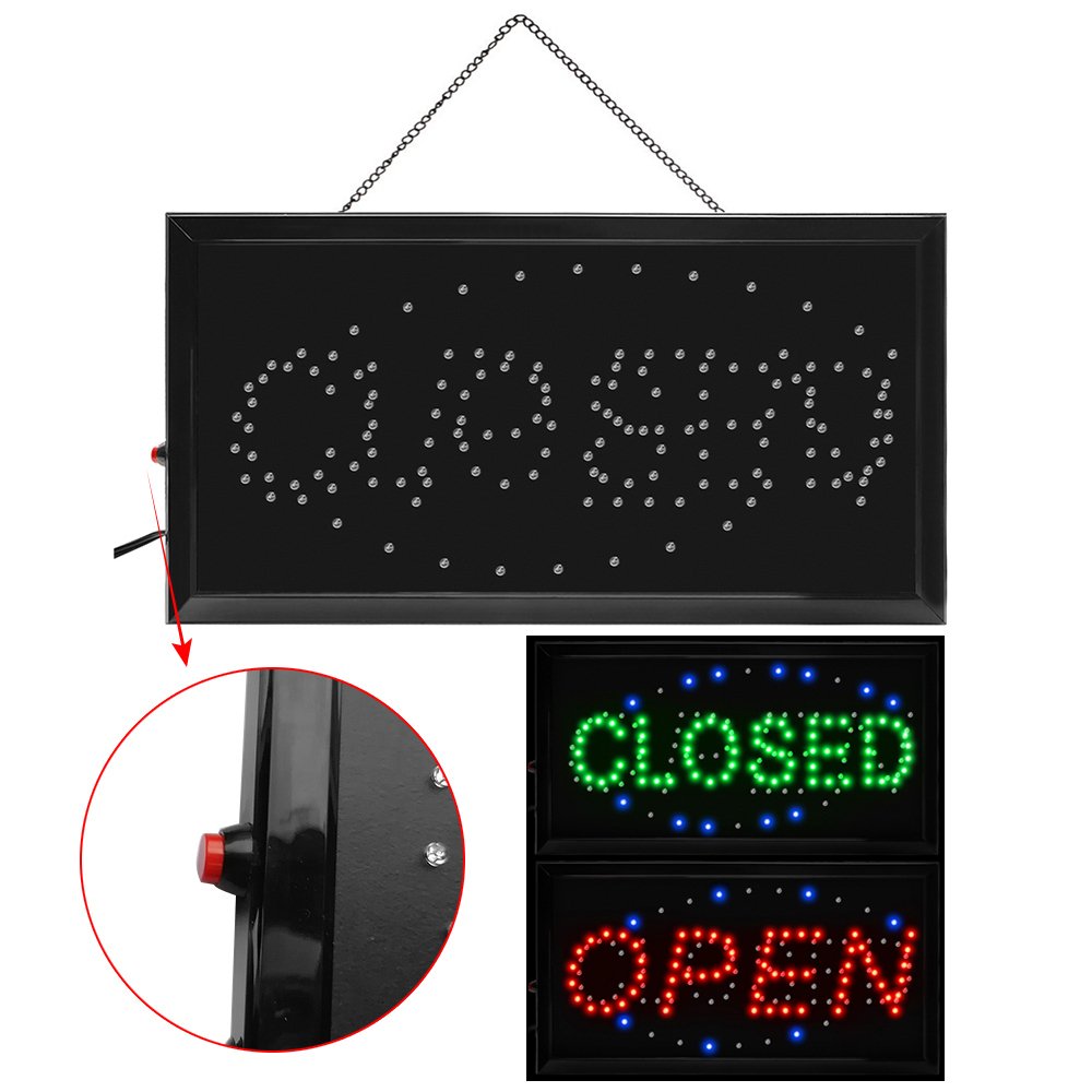 Boshen Led Open Signs Decor for Business Mart Shop Store Bar Cafe Barber ATM Now Open Sign Display On/Off Switch + Chain (2 in 1 Open Closed)