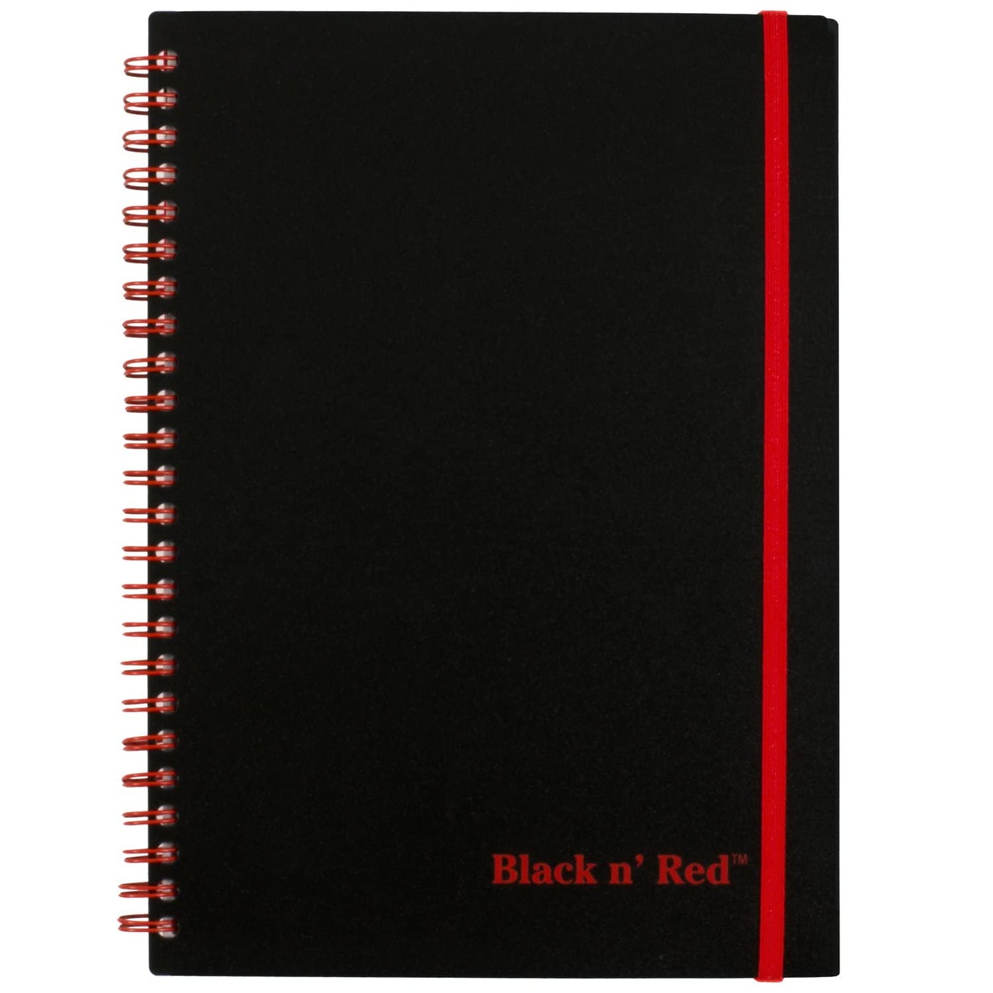Black n' Red Notebooks, Business Journals, 3 Pack, 8-1/4" x 5-7/8", 70 Sheets, Ruled, Optik Paper, Scribzee App, Flexible Poly Cover, Wirebound, Black (400161061)