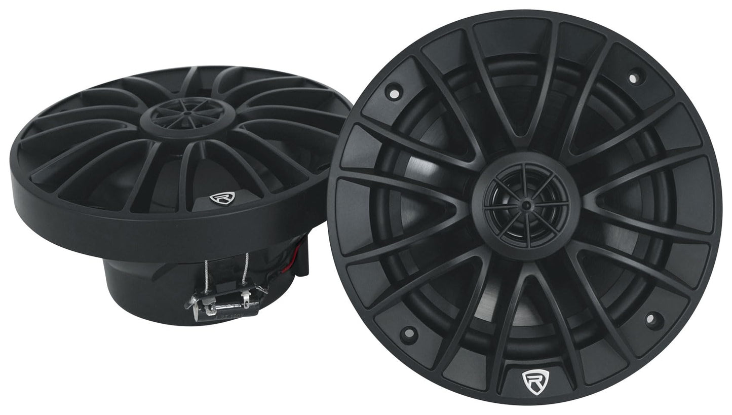 Rockville Pair RM-PREMIUM-65 Black 6.5" Marine Boat Speakers, 600W Peak/150W RMS, 4-Ohm, Crisp Audio, Waterproof Design, High-Power Handling for Boats and Outdoor Vehicles