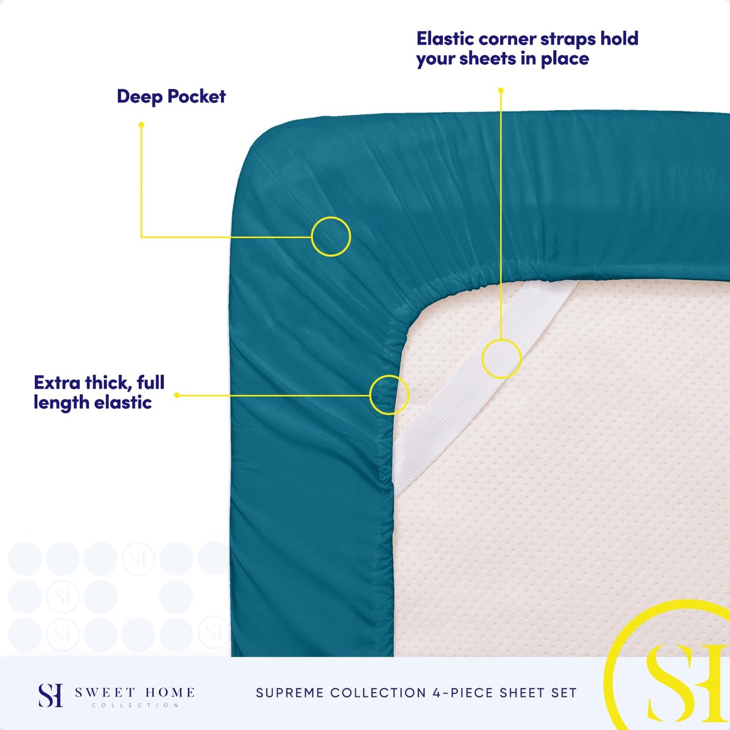 Queen Size Bed Sheets - Breathable Luxury Sheets with Full Elastic & Secure Corner Straps Built In - 1800 Supreme Collection Extra Soft Deep Pocket Bedding, Sheet Set, EXTRA DEEP pocket - Queen, Teal
