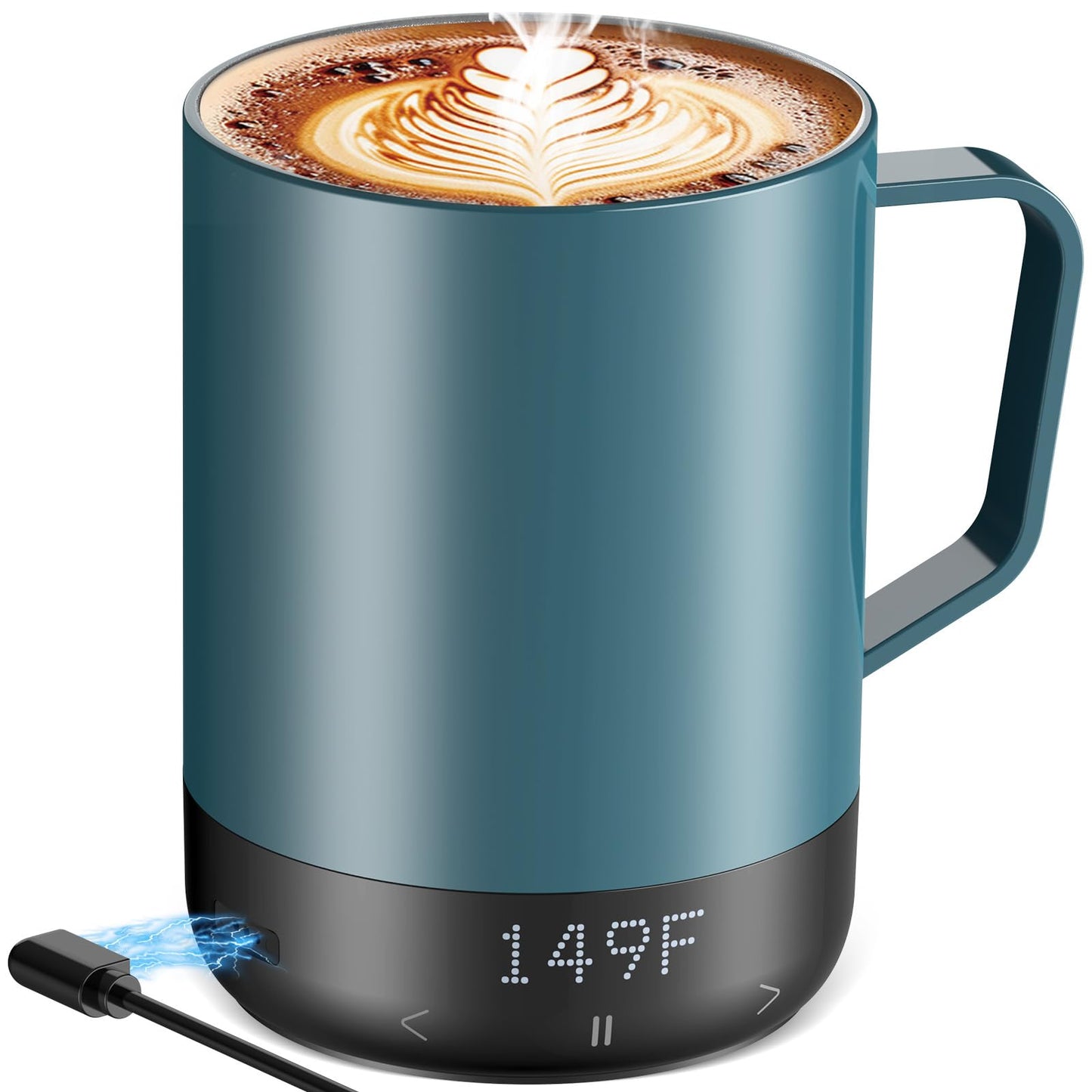 Magnetic Charging Cordless Self Heating Coffee Mug for Dad, Fast Heating & High Temperature 14Oz Smart Coffee Cup Warmer, 120 Mins-Hot Up to 149℉ Smart Mug Warmer, for Men(No APP)