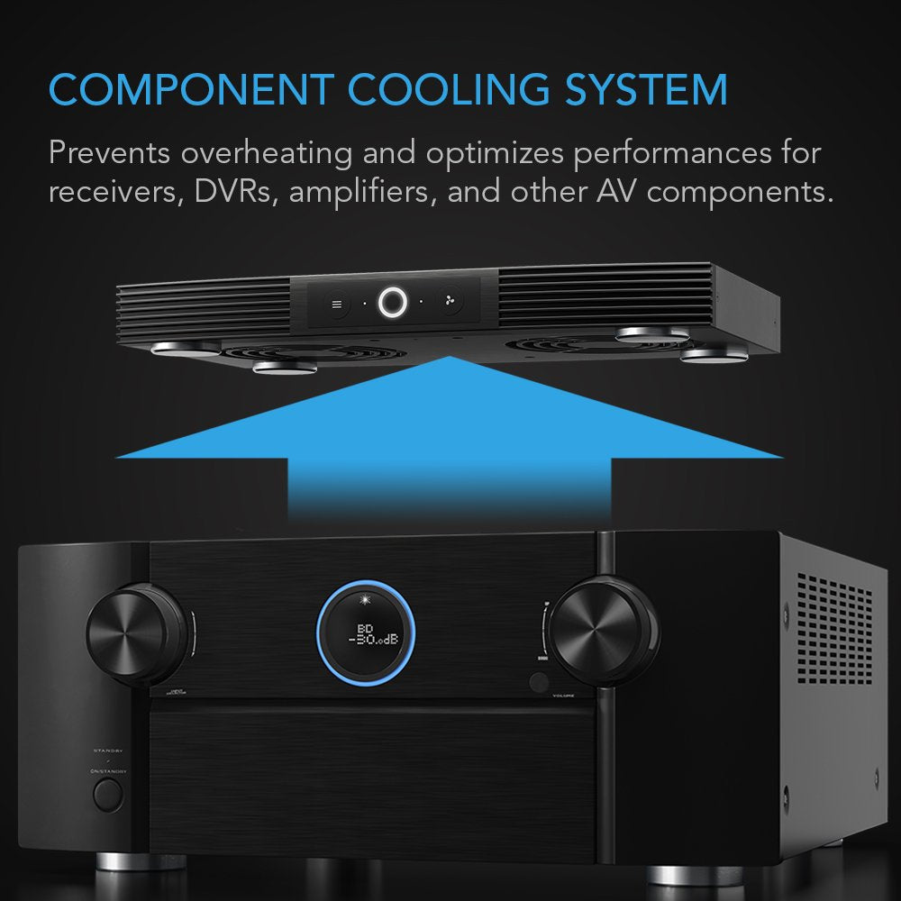 AC Infinity AIRCOM S6, Quiet Cooling Blower Fan System 12" Rear-Exhaust for Receivers, Amps, DVR, AV Cabinet Components