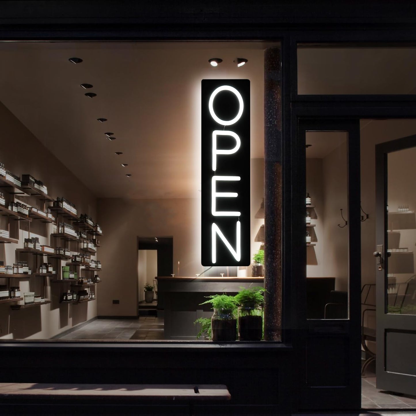 Open Signs for Business 12V/2A Ultra Bright LED Neon Open Sign 16 Inch Lighted Open Sign Electric Light Up Open Sign for Business Storefront Window Glass Door Retail Shop Store Bar Salon Restaurant,Vertical White