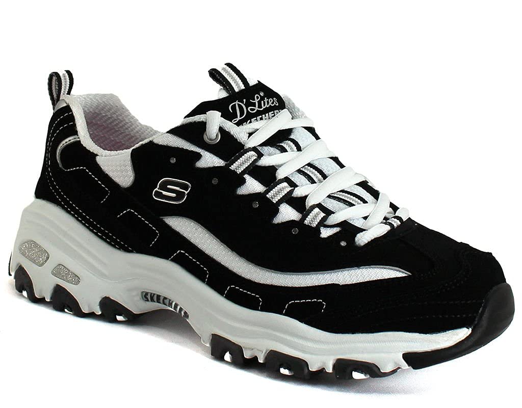 Skechers Women's D'lites - Me Time, Black/White, 8.5 Wide