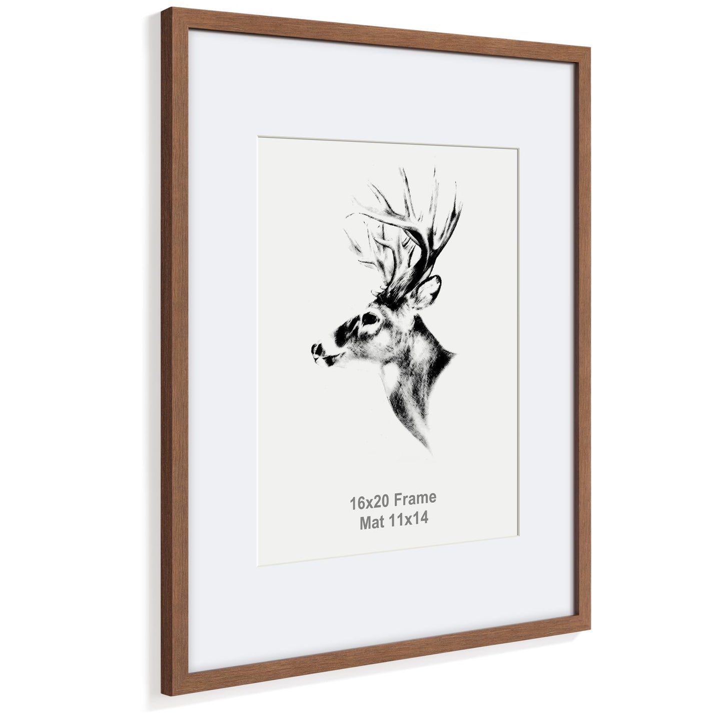 Yaetm 16x20 Picture Frame Matted to 11x14 Set of 4, Walnut Brown, Solid Wood 16x20 Frame for Photos, Posters & Art Prints, Horizontal and Vertical Wall Mount (4 pack, Walnut)