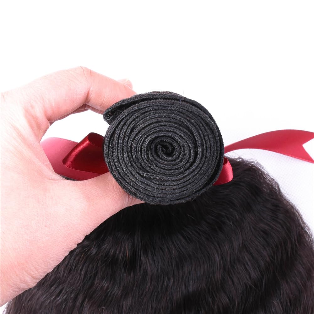 Human Hair Bundles Kinky Straight 1pcs 20 inch Single bundle Human Hair Yaki Straight Natural Black Kinky Hair For Black Girl