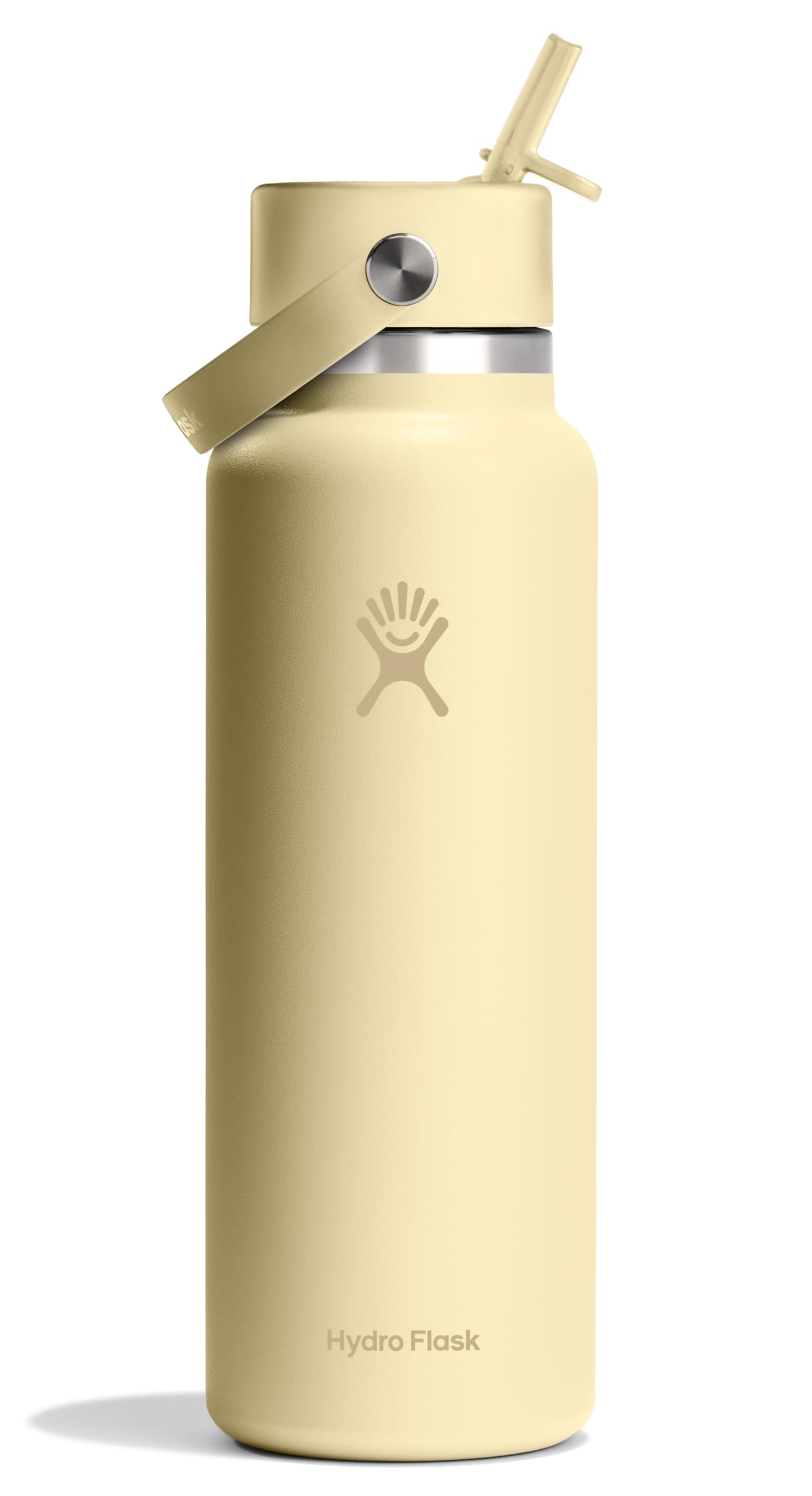 Hydro Flask Water Bottle - Insulated Stainless Steel - Wide Mouth Flex Straw Lid, Non Spill, Leakproof and Refillable in 40 Oz Starlight
