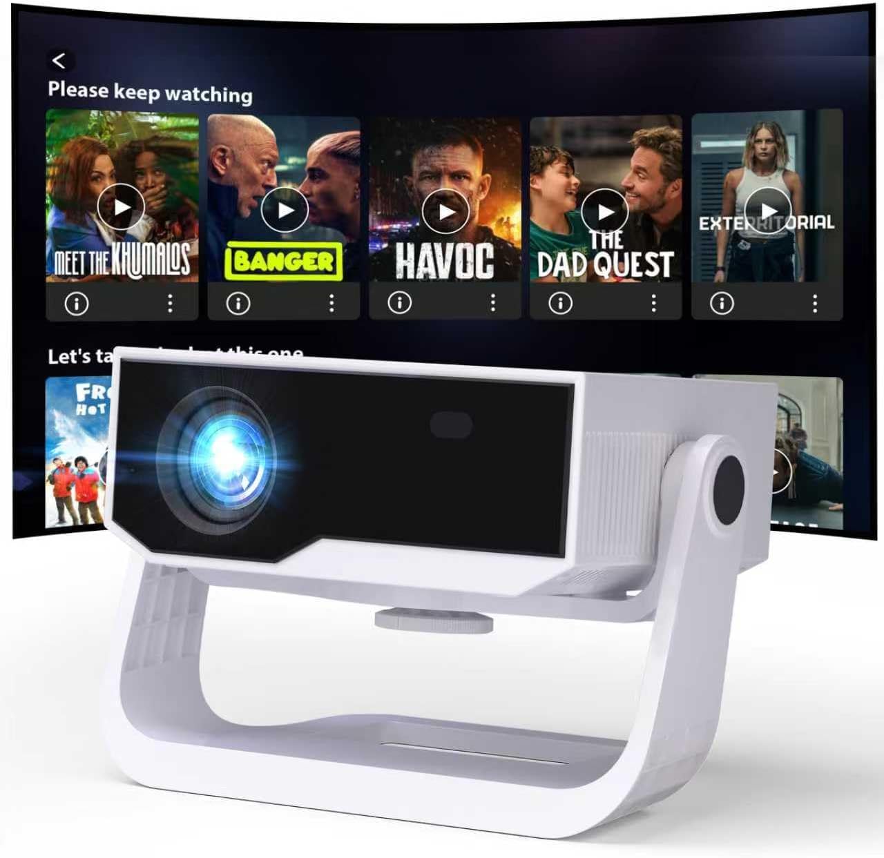Projector with WiFi and Bluetooth, 1000+ Apps Installed, Electronic Focus & Auto Keystone, Zoom, Native 1080P 650 ANSI 20000Lumen 4K Support Portable Mini Video Projector Outdoor Indoor