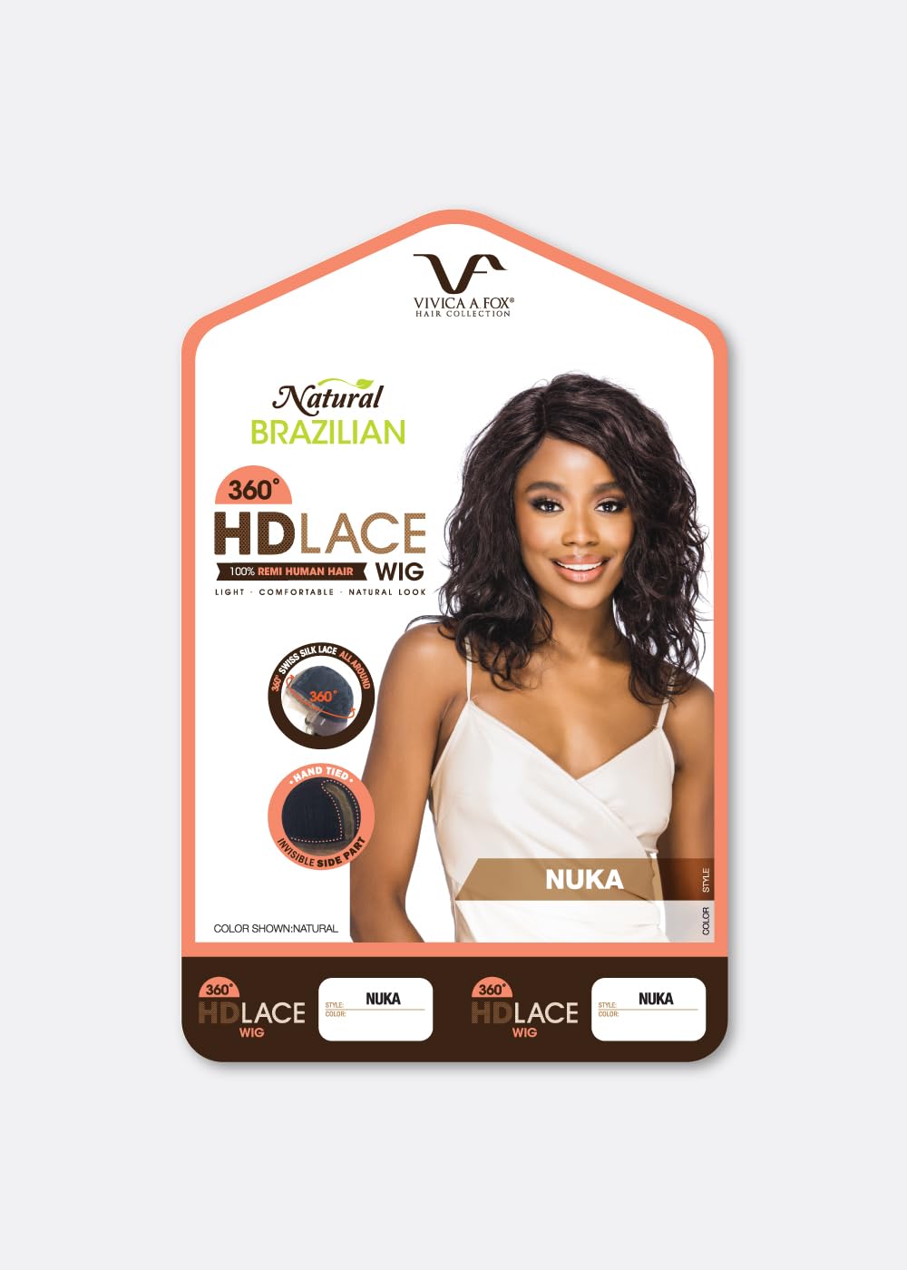 Vivica A. Fox NUKA, Remi Natural Human Hair, 360 Lace Wig, color NATURAL
