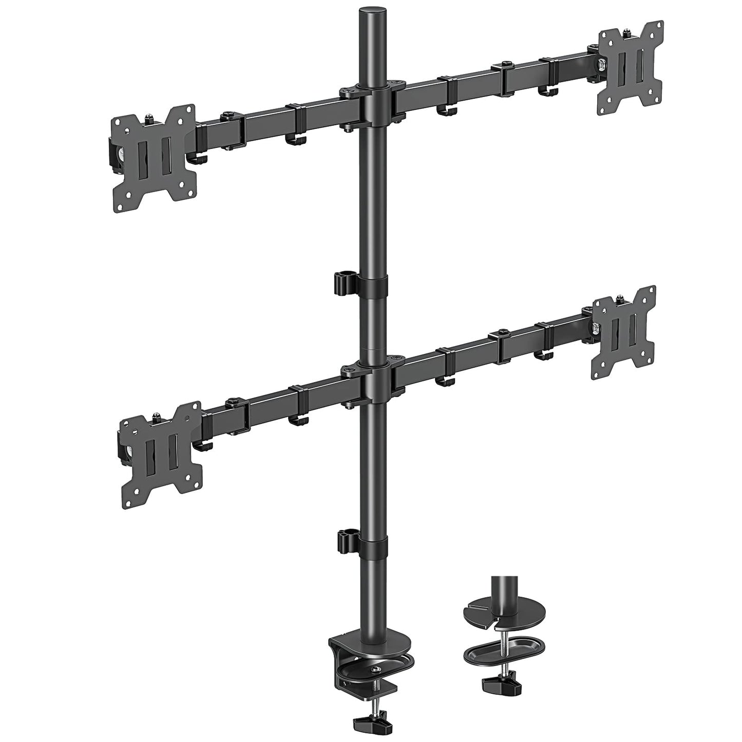 MOUNTUP Quad Monitor Stand, 4 Monitors Desk Mount for 17 to 32 inch Computer Screens, Fully Adjustable Stacked Mount with Tilt Swivel, 4 Heavy Duty Monitor Mount, Holds up to 17.6lbs per Arm, MU3007