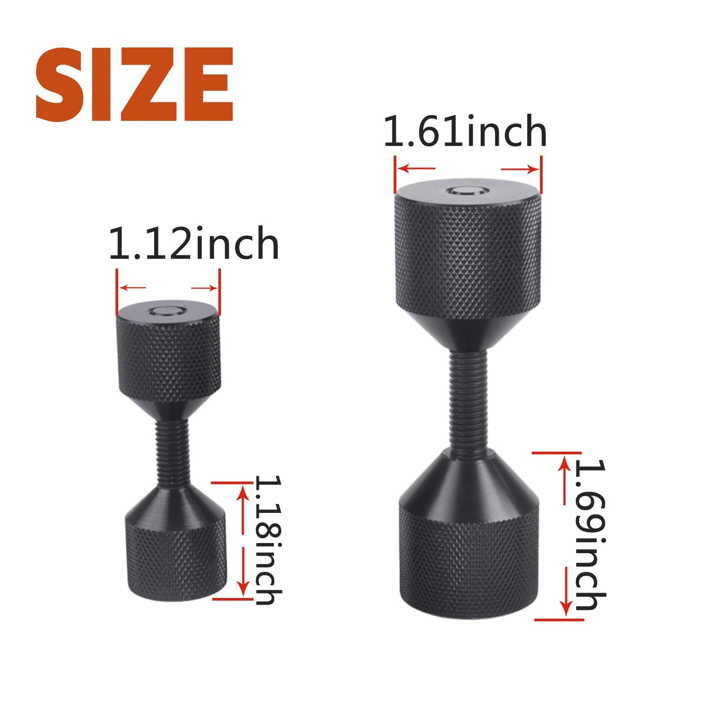 CNRAQR 4 Pcs Aluminium Flange Two Hole Alignment Pins - 1-1/8" and 1-5/8" Detachable Double Hole Pins - Black