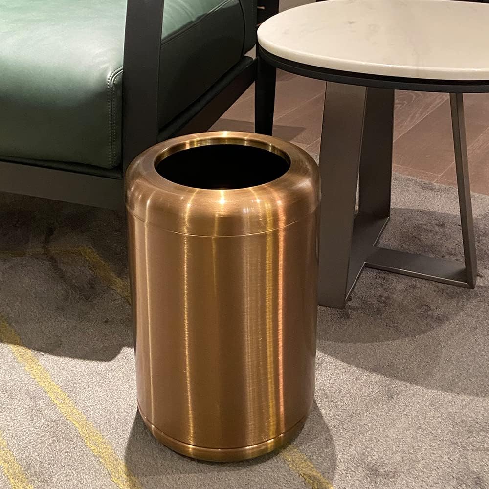 LEASYLIFE 8L/2.1gal Brushed Nickel Gold Trash Can, Rose Gold, Brass for Bathroom, Powder Room, Bedroom, Office