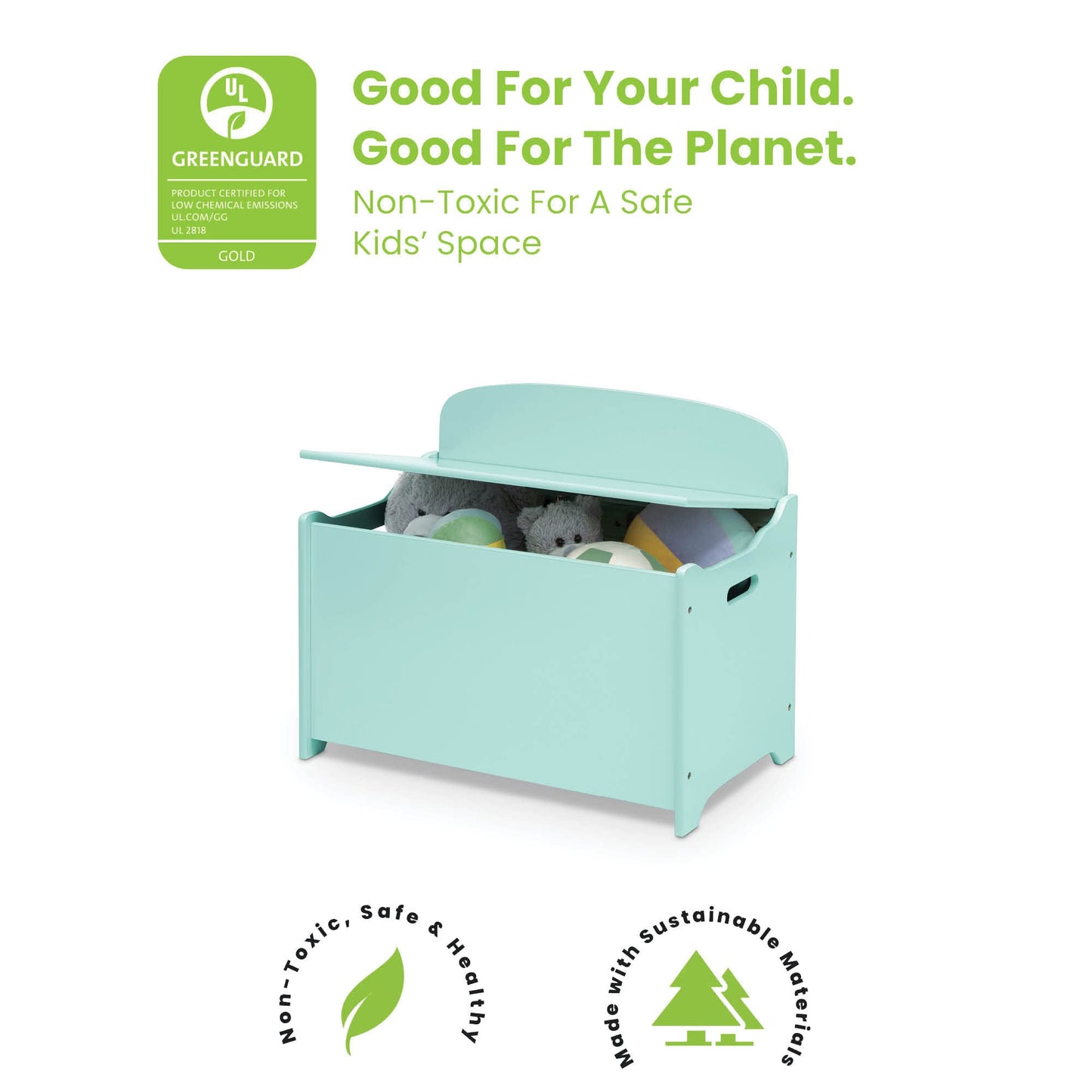 Delta Children MySize Deluxe Toy Box, Mint