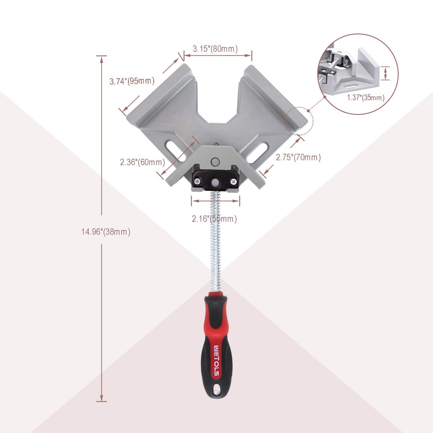 WETOLS Corner Clamp 4pcs - 90 Degree Right Angle Clamp - Single Handle Corner Clamp with Adjustable Swing Jaw Aluminum Alloy, Photo Framing, Tools for Men Gifts- WE709