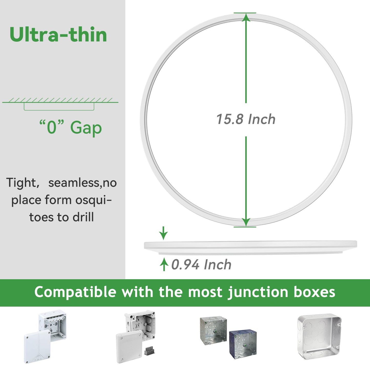 hepside 15.8INCH 2Pack Big Dimmable Flush Mount Ceiling Light Fixture White, 3CCT 3000/4500/6000K Ceiling Lamp, 36W 4200LM Super Bright Low Profile Light for Bedroom, Kitchen, Bathroom, Hallway