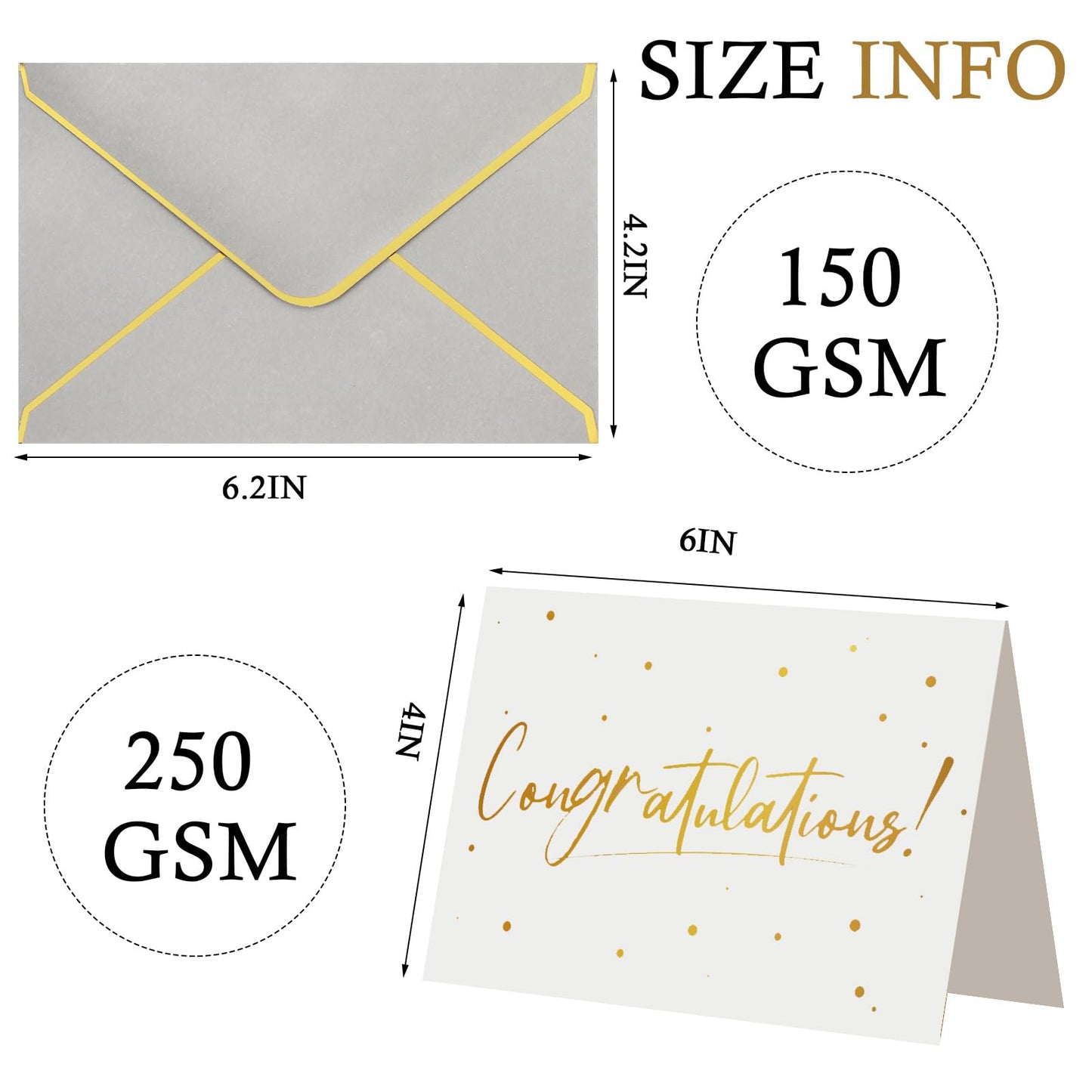 Dinifee 100 Pack Congratulations Cards with Envelopes All Occasion Congrats Greeting Card for Engagement,Business,Baby Shower,Wedding Graduation Party, 4 x 6 In(Gray)