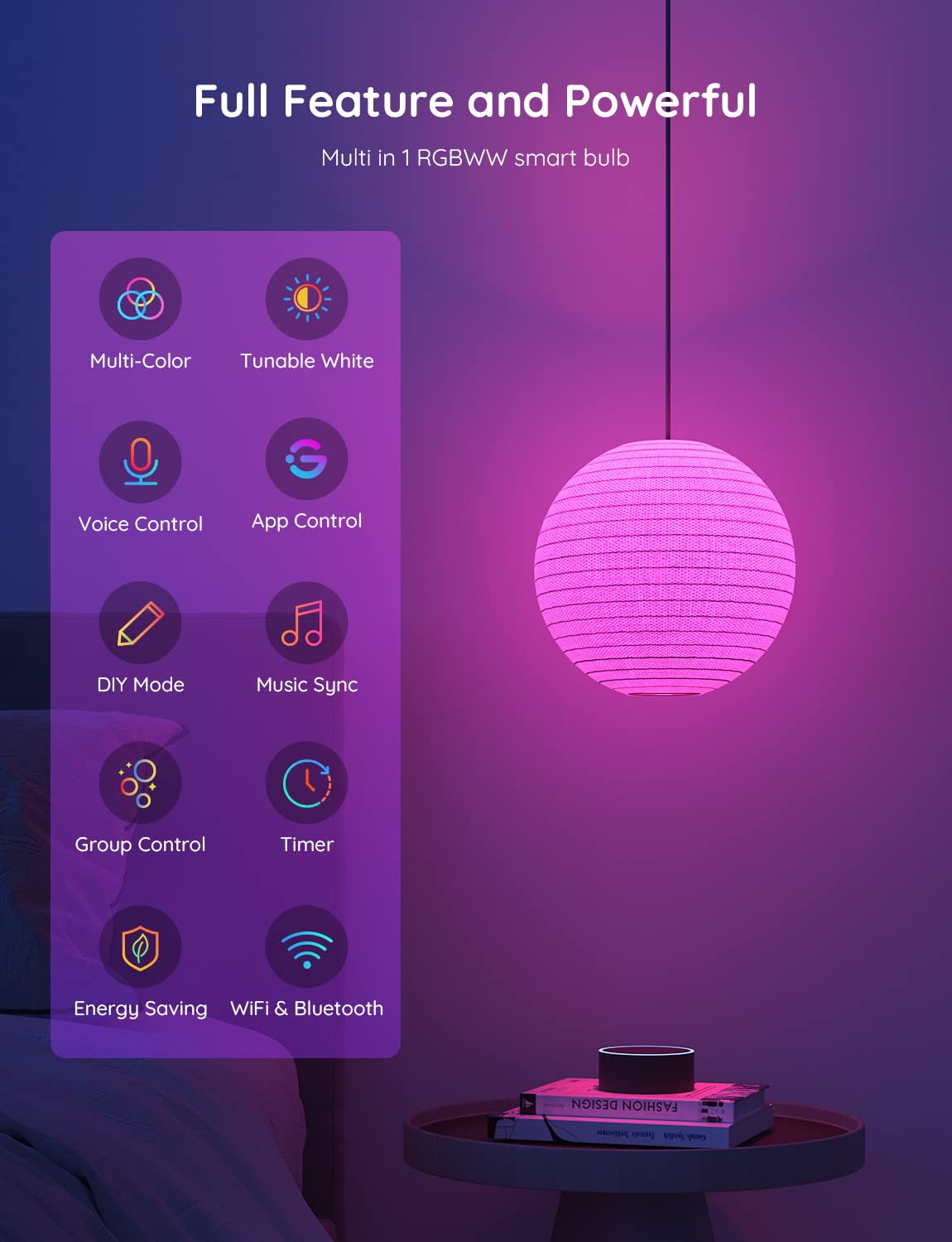 Govee Smart Light Bulbs, WiFi & Bluetooth Color Changing Light Bulbs, Music Sync, 16 Million DIY Colors RGBWW Color Lights Bulb, Work with Alexa, Google Assistant Home App, 800 Lumen, 6 Pack