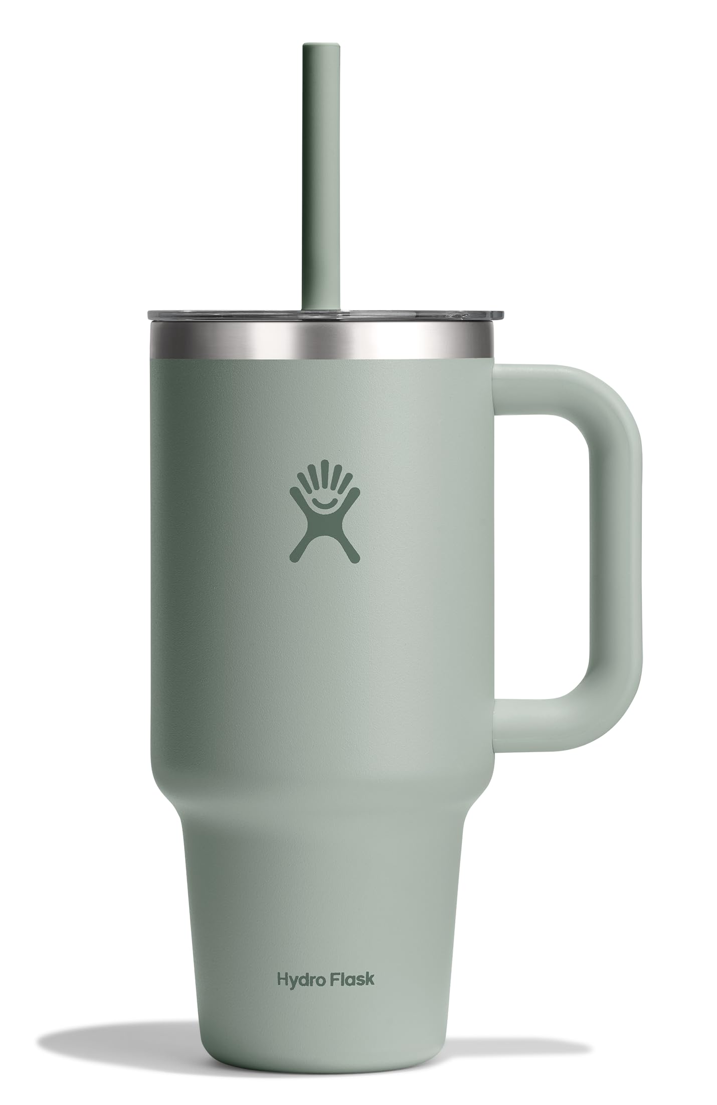 Hydro Flask 32 Oz Travel Tumbler with Handle, Clear Lid and Straw - Insulated Stainless Steel in 32 Oz Agave Green