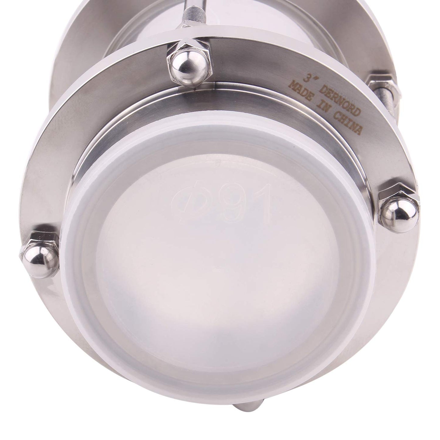 DERNORD In-Line Sight Glass with Clamp End,Flow Sanitary Straight Sight Glass SUS316 3 Inch Tri Clamp Type (Flow Pipe OD 76MM)