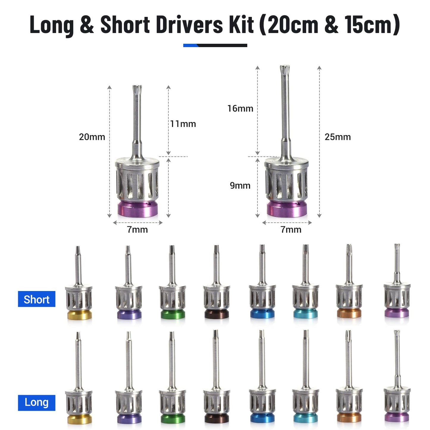 4E 4E'S USA Dental Implant Torque Wrench Set: Universal Prosthetic Kit with Torque Adjustable Ratchet & Screwdrivers 16pcs, 10-70Ncm, Fully Autoclavable