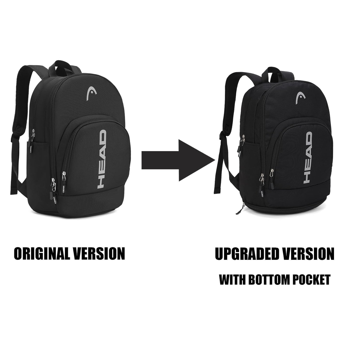 HEAD Waterproof Travel Backpack for Men, Lightweight 15.6 Inch Laptop Backpack with Shoes Compartment, Casual Daypack College Backpacks with 8 Pockets for Overnight/Sports Gym/Work/Fitness