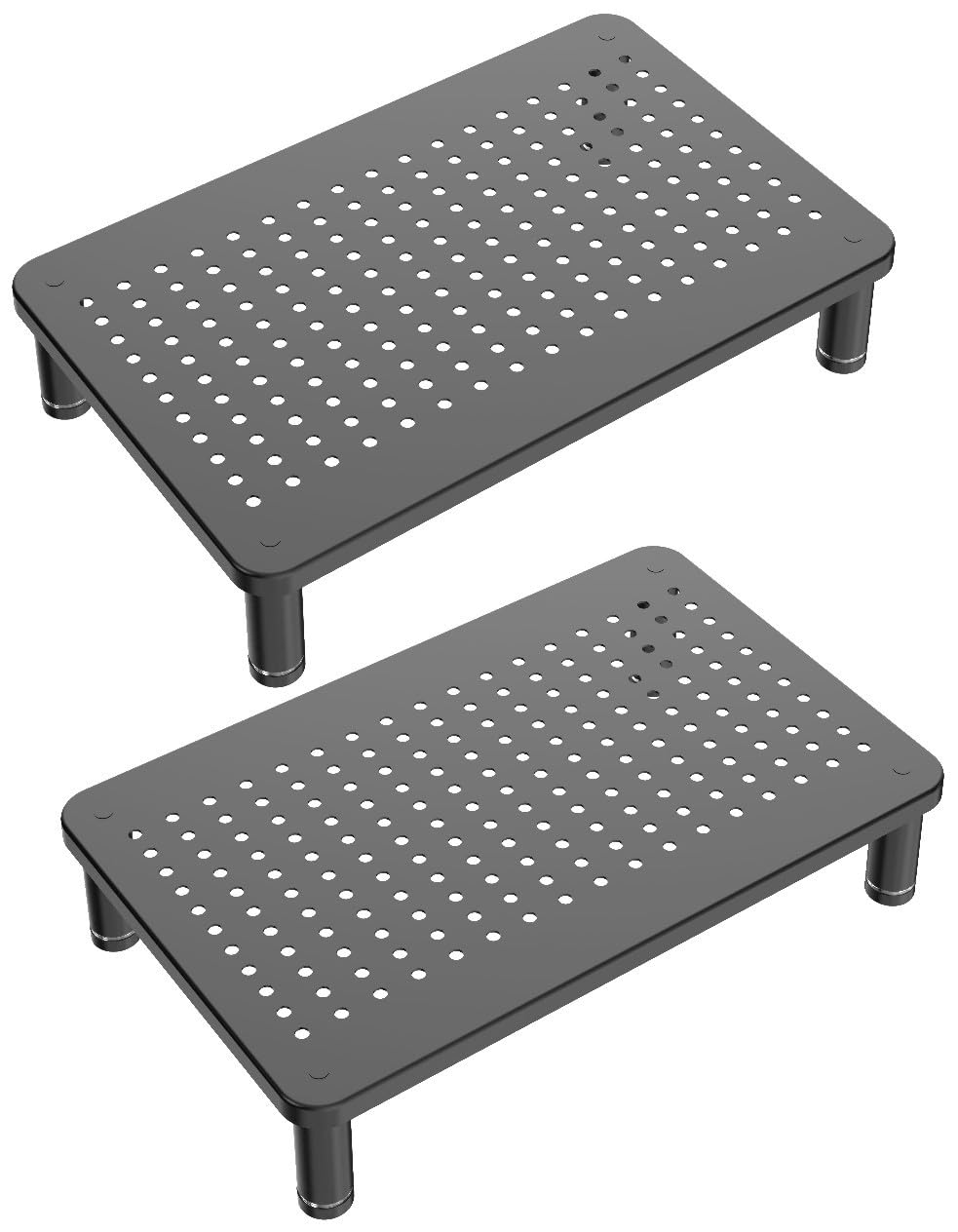 Husky Mounts 2-Pack Monitor Riser Laptop Stand, Adjustable Legs, Stackable, 14.5" x 9.25" x 3.25" Max Height, Matte Black Steel-Black.
