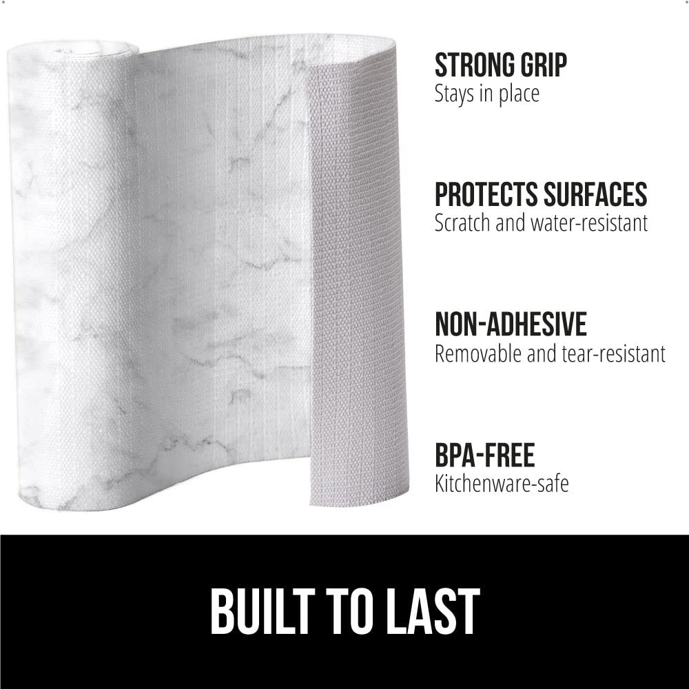 GORILLA GRIP Slip Resistant Drawer and Shelf Liner 2 Pack, Non Adhesive Water Resistant, Easy Clean and Trim, Smooth Surface Liners for Kitchen Cabinet, Shelves, Drawers, Pantry, 12 IN x 20 FT, Marble