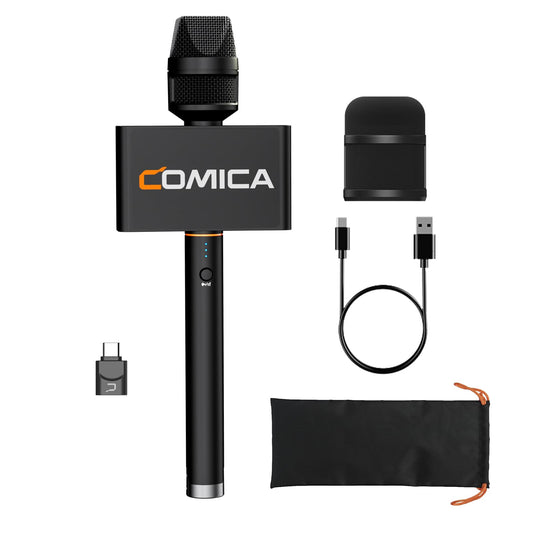 COMICA Revo S Wireless Handheld Microphone, Professional Handheld Interview Microphone for iPhone, USB Type C Android Phones, Laptops, PC, Reporter Mic for Content Creators, Interviews, Reporting