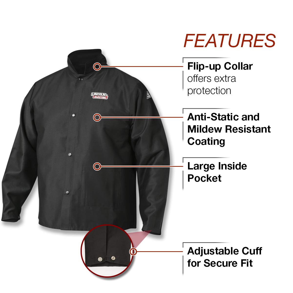 Lincoln Electric unisex adult Traditional FR Cloth Jacket, Black, 3X-Large US