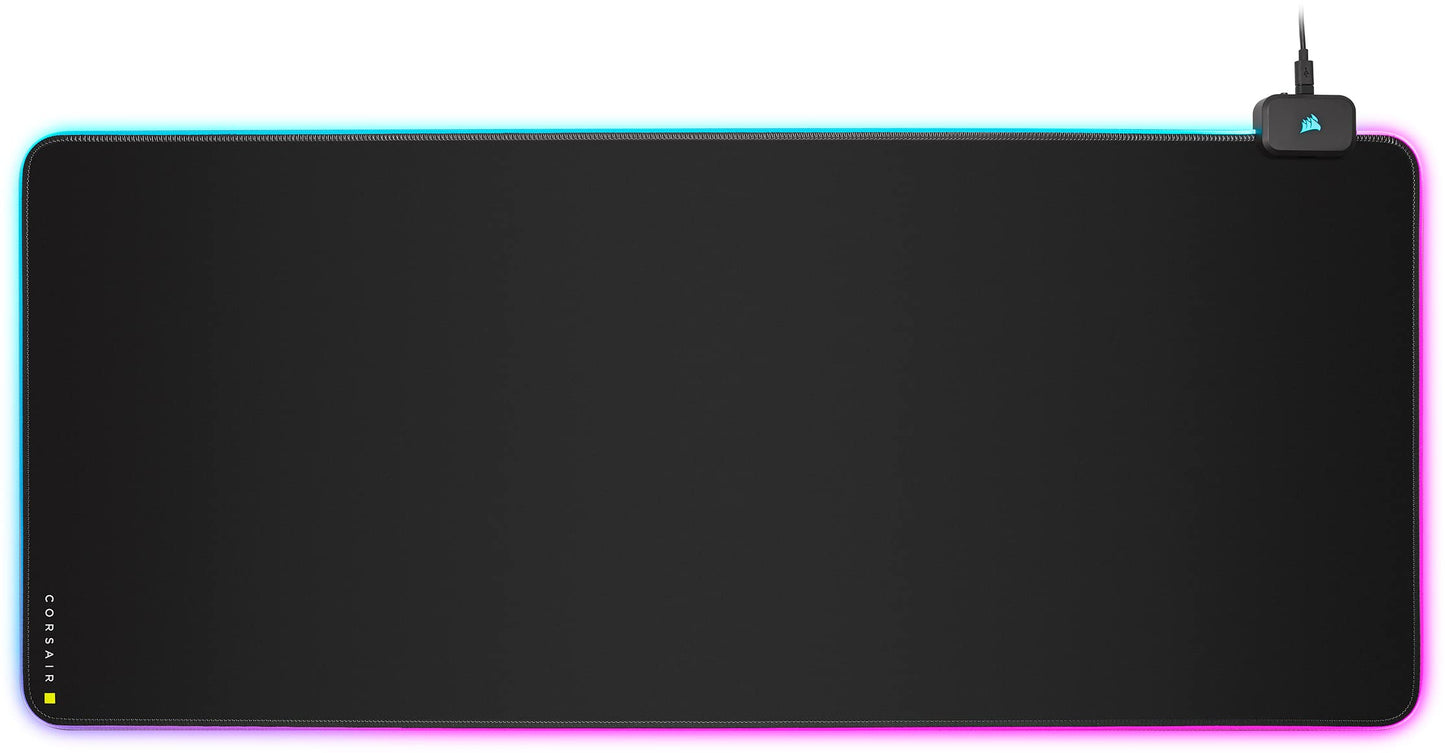 Corsair MM700 RGB Extended Cloth Gaming Mouse Pad - 36.6" x 15.8" - 360° RGB Lighting - Two USB Port Hub - Thick Rubber - Black
