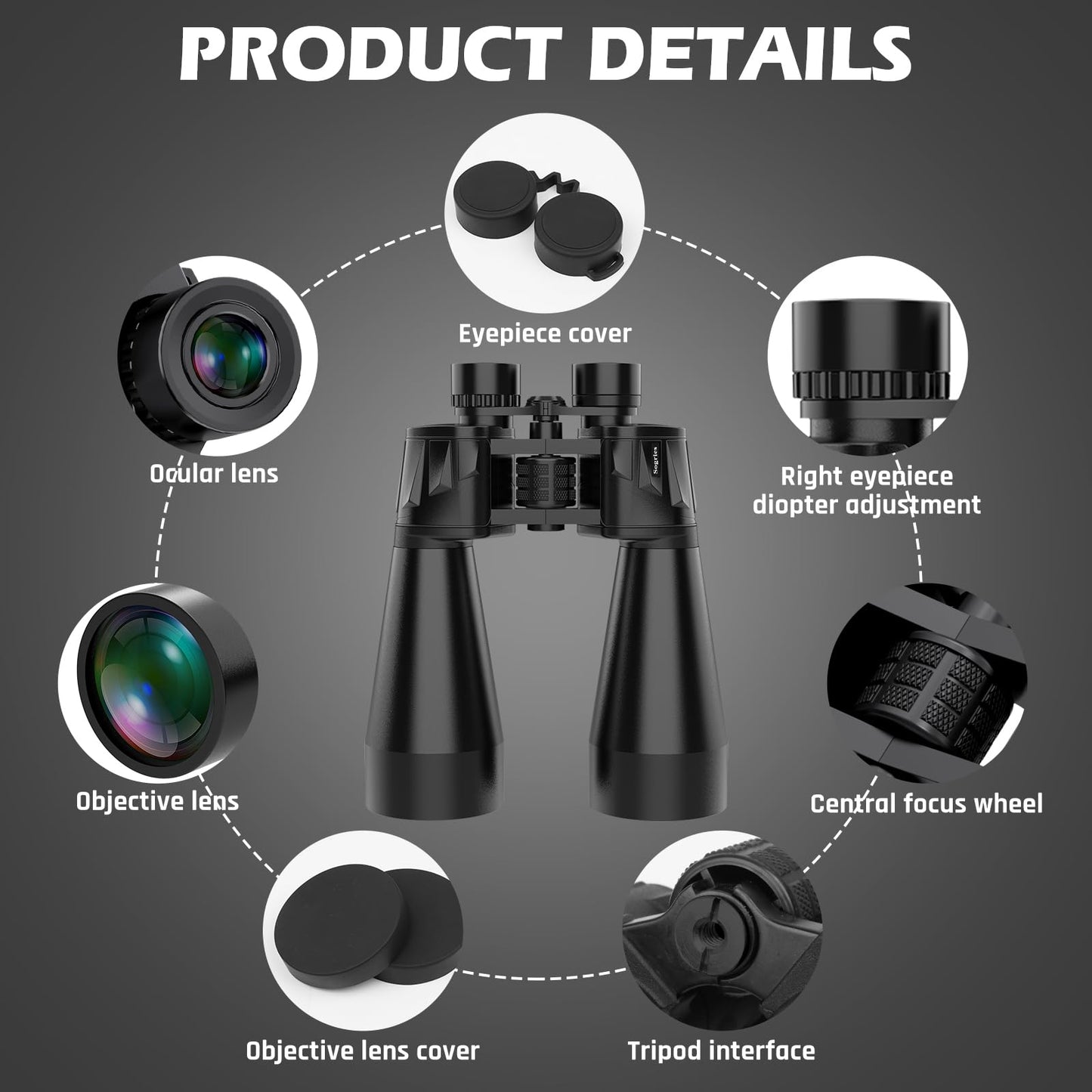 18x70 Binoculars for Adults High Powered, Large Aperture 70mm Astronomy Binoculars for Long Distance Viewing, Waterproof & Fogproof with Smartphone Adapter, Tripod Adapter, Carrying Case