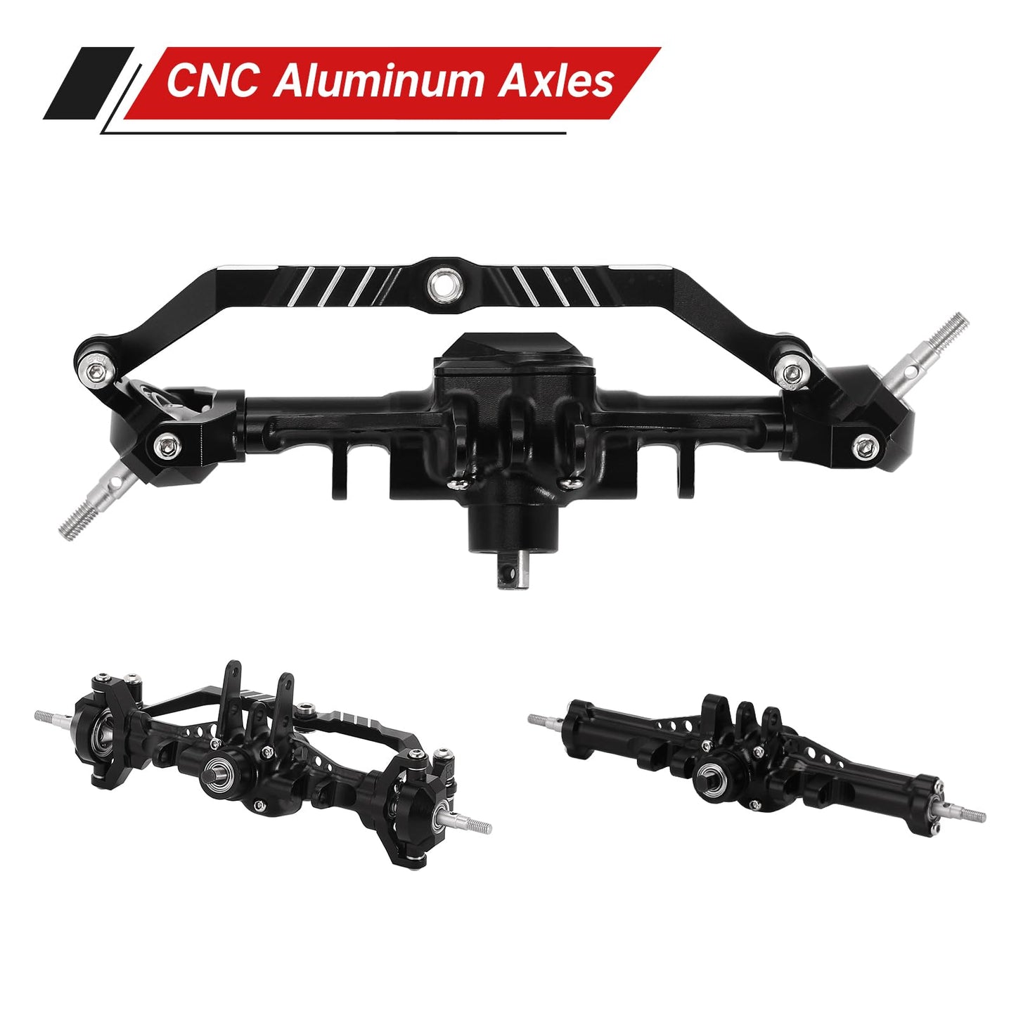 INJORA Front&Rear Axles Set - +4mm Extended Aluminum Complete Axles for TRX4M Upgrade 1/18 RC Crawler Car