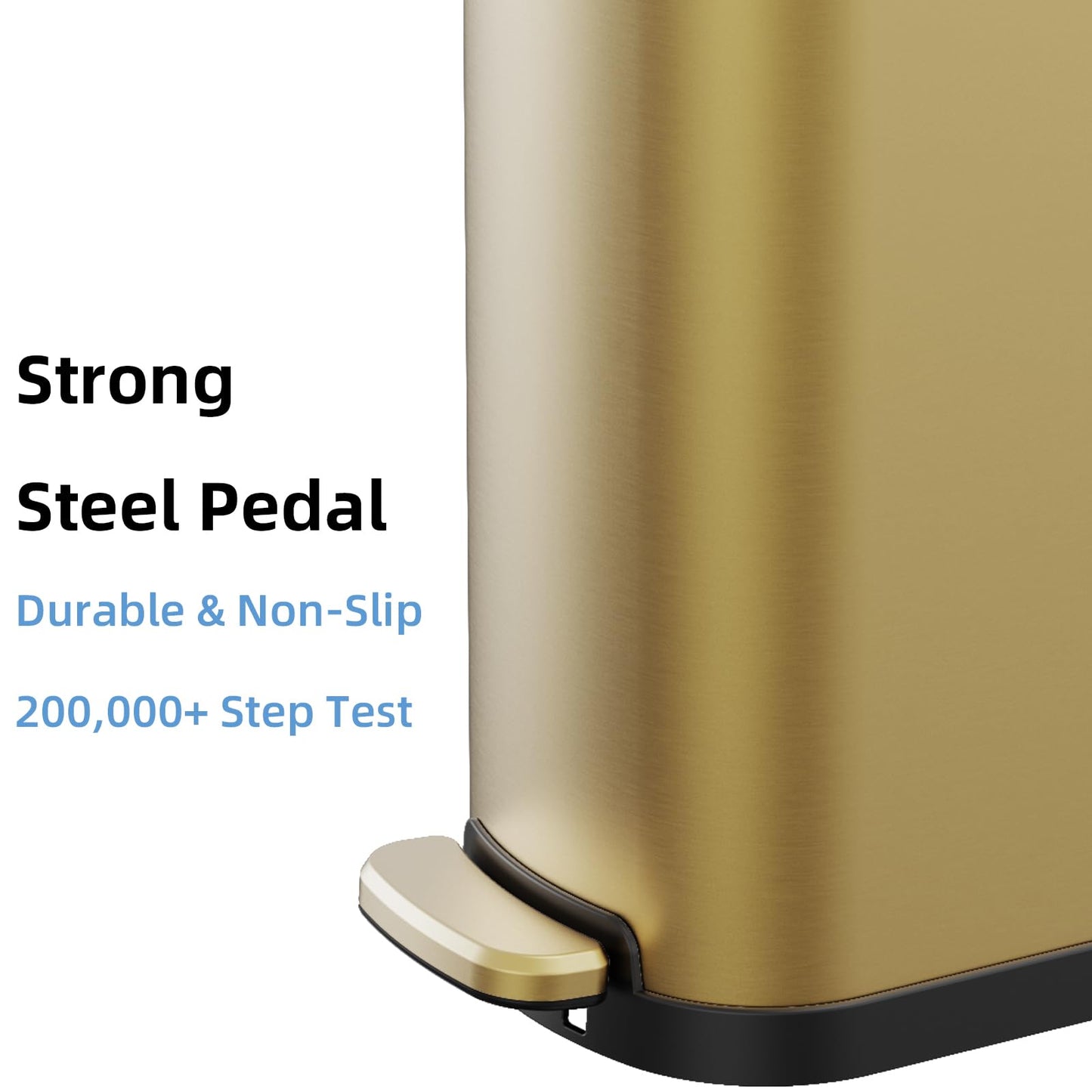 KSSKSS 2.6 Gallon Slim Bathroom Trash Can with Soft Close Foot Pedal, 10L Stainless Steel Garbage Can with Removable Liner Bucket, for Narrow Spaces, Bedroom, Gold