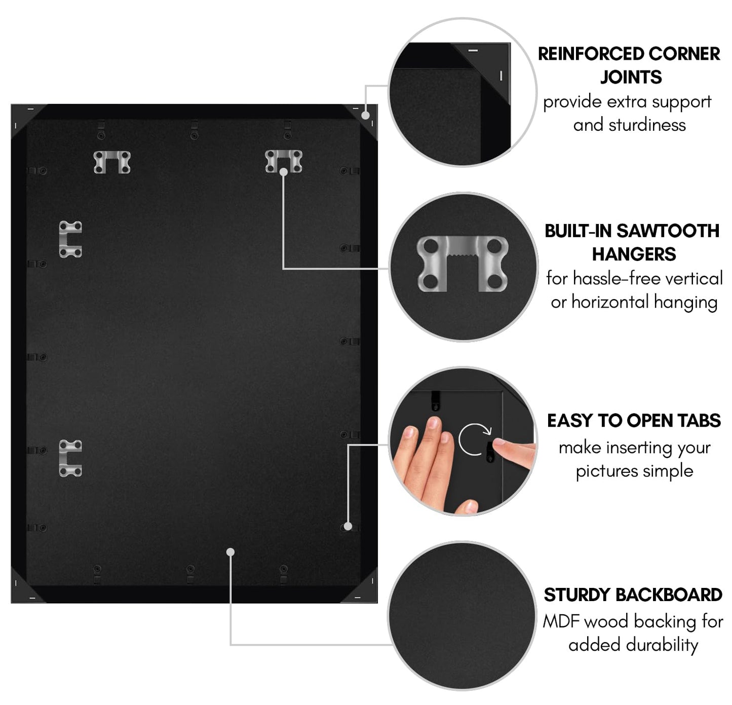 Americanflat 20x28 Poster Frame - Black Engineered Wood with Polished Plexiglass - Wide Picture Frame for Vertical or Horizontal Wall Display - Epic Collection - Black