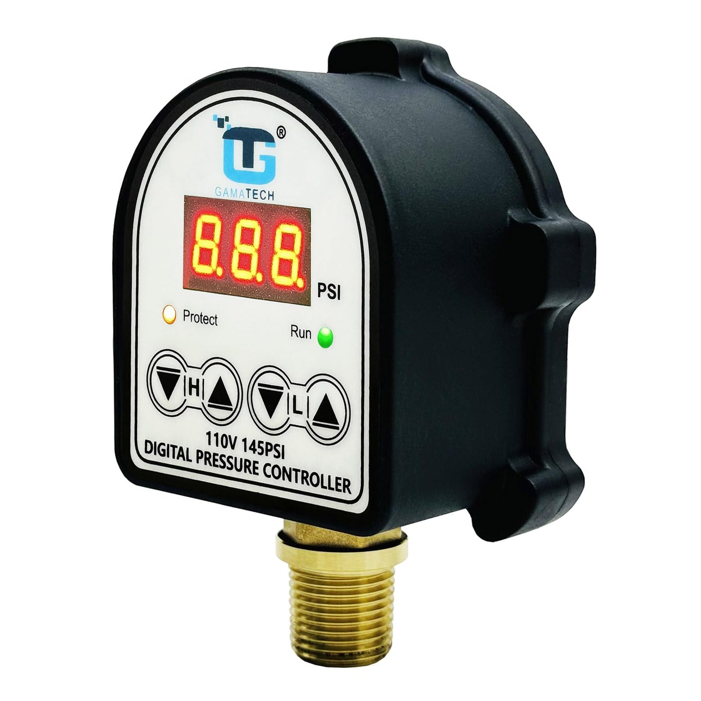 GamaTech Pressure Switch for Water Pump and Air Pump, Digital Adjustable Pressure Controller, 110V, 0-145 Psi, 1/2" Male Npt